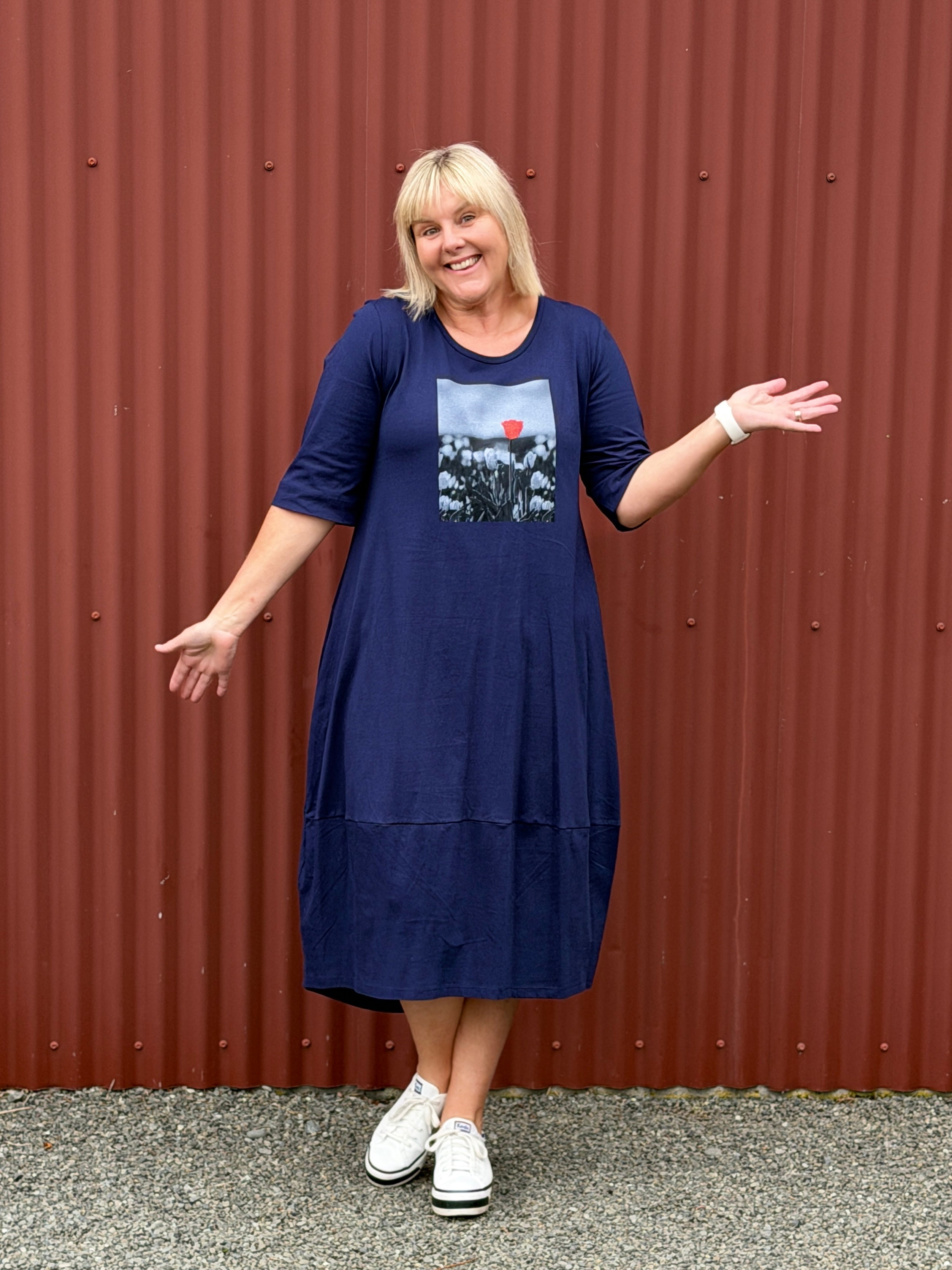 Lilly Dress - Navy Tulip