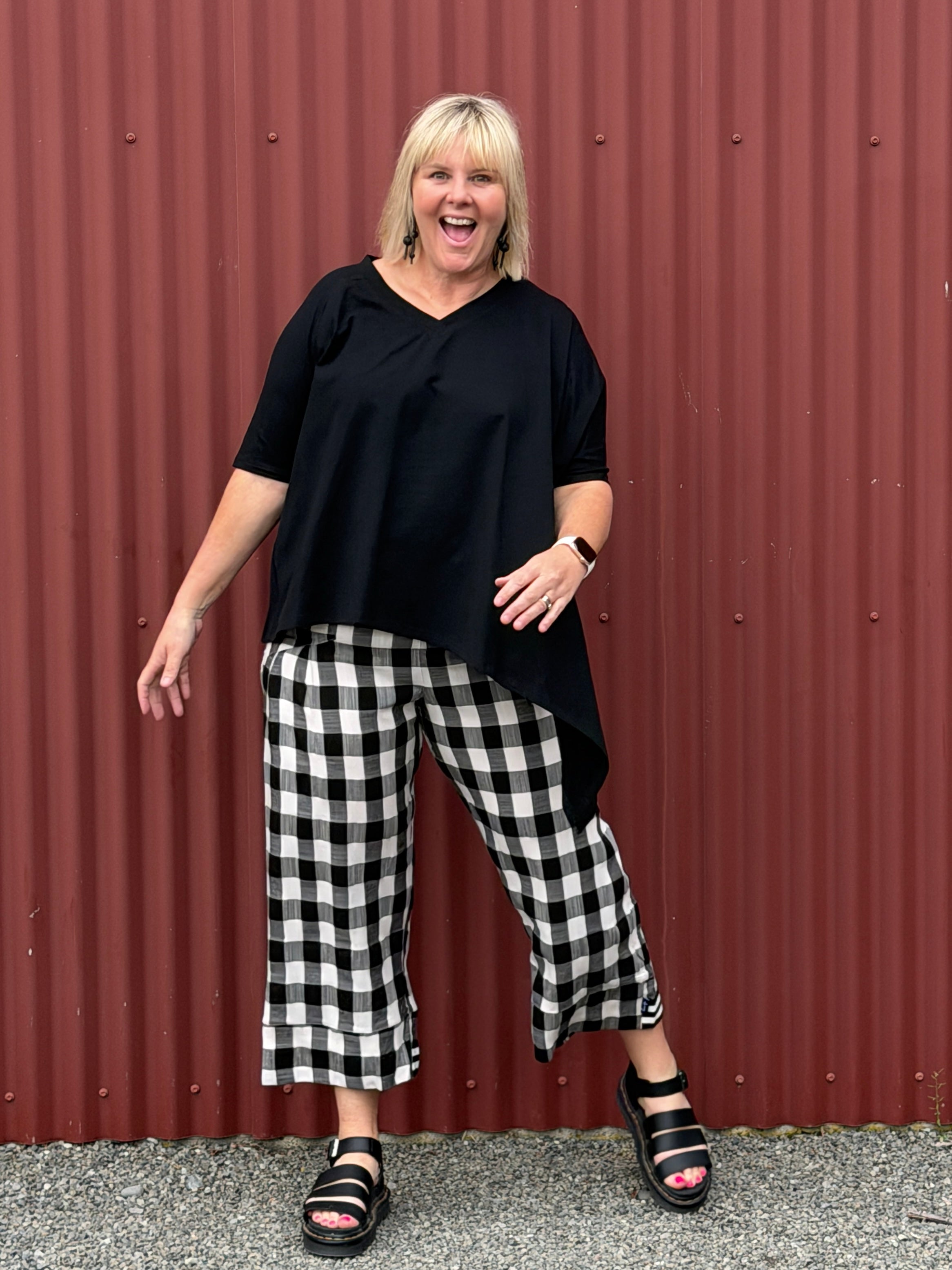 Capri Pants Black Chq