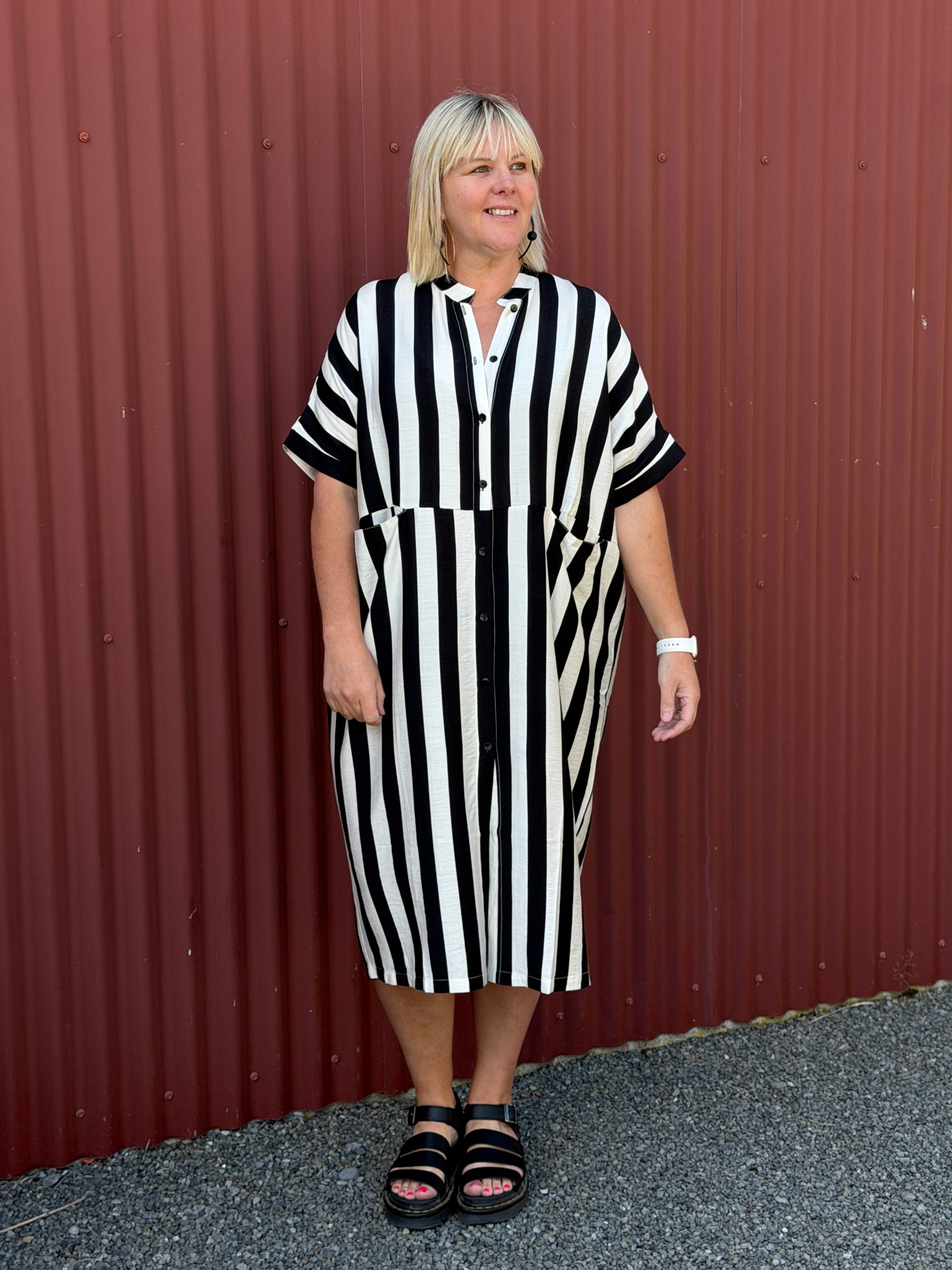 Jayde Dress - Black and Cream