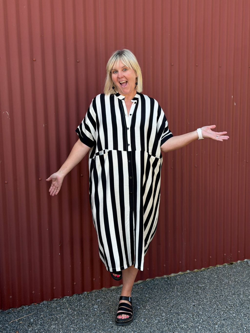 Jayde Dress - Black and Cream