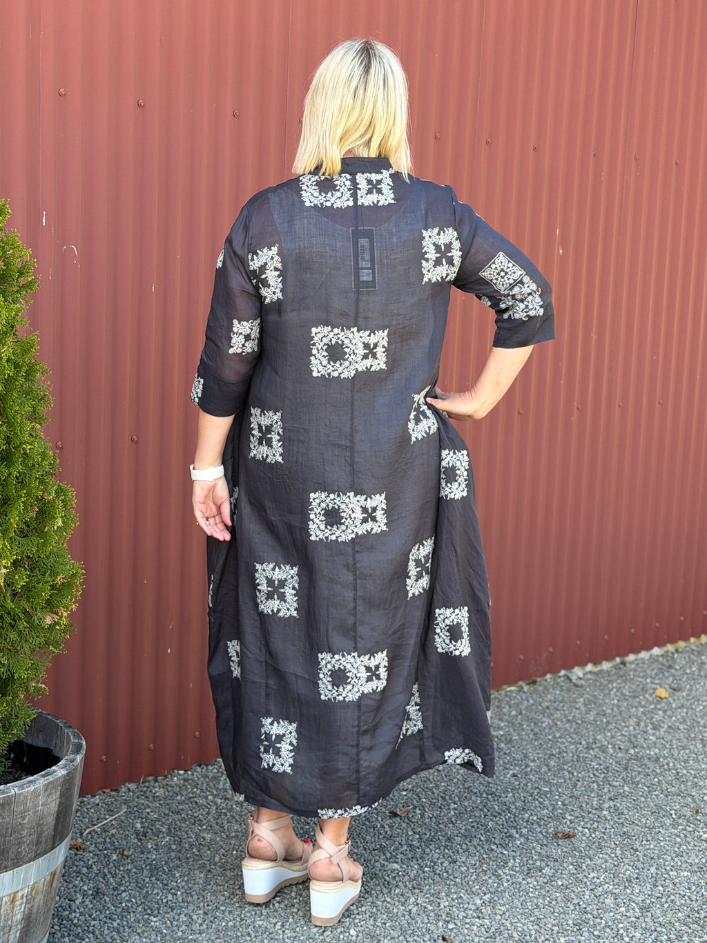 French Me in Dress - Cream/ black Embroidered