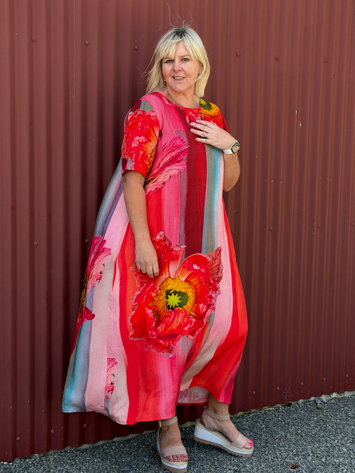 Menaka Dress -Vibrant Poppies