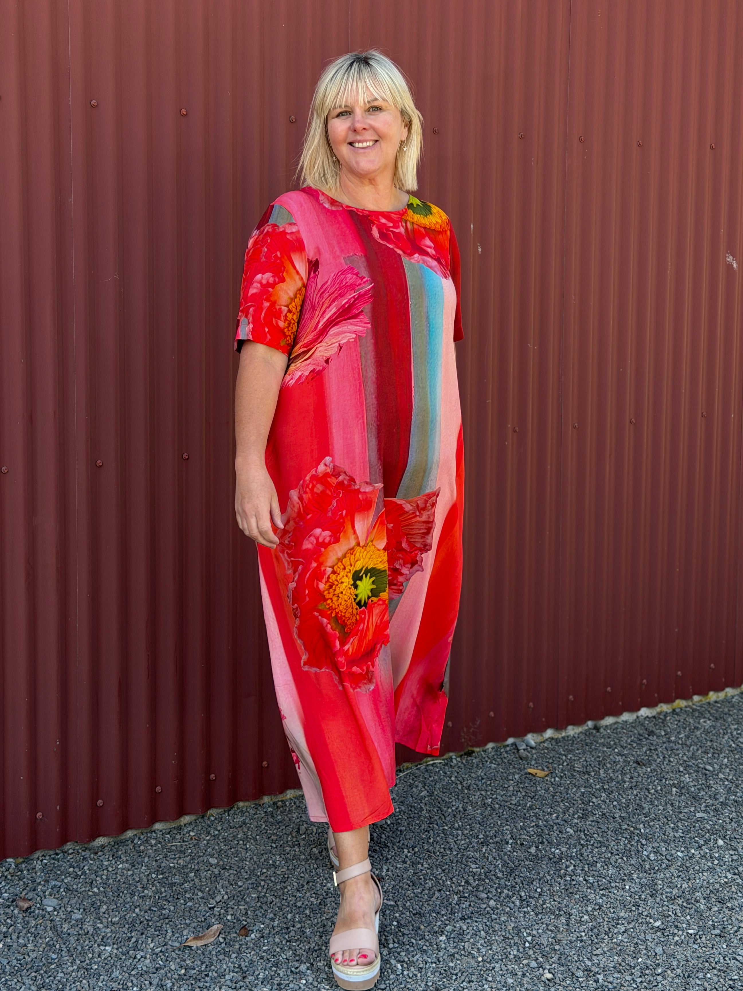 Menaka Dress -Vibrant Poppies