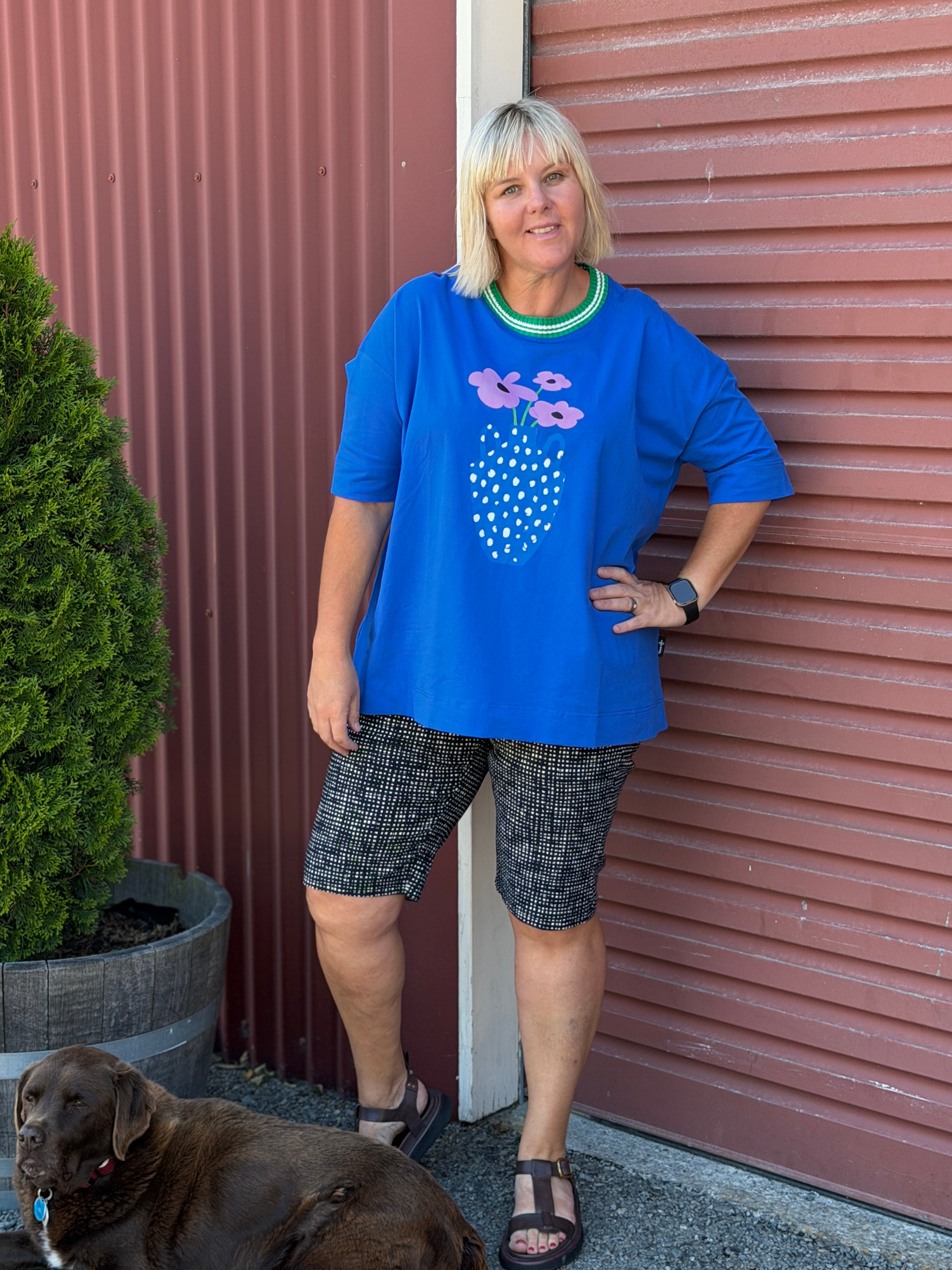 Jellicoe Box Tee -Blue Flower Pot