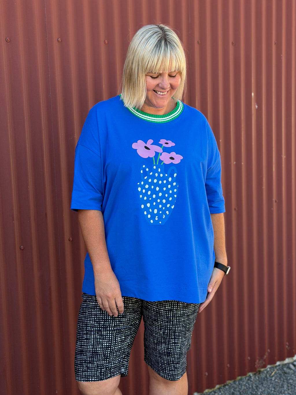 Jellicoe Box Tee -Blue Flower Pot