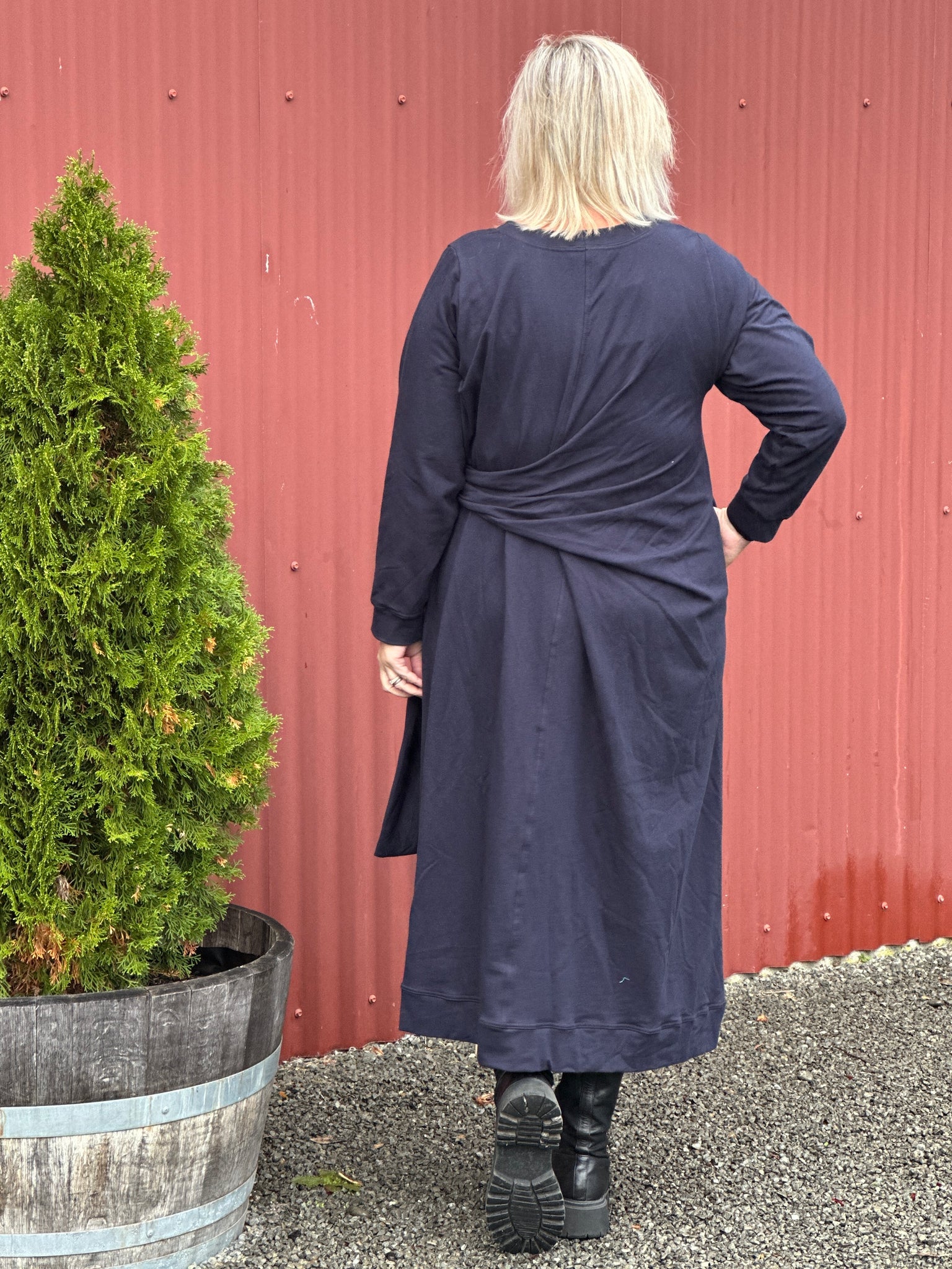 Knotted Jumper Dress -Navy