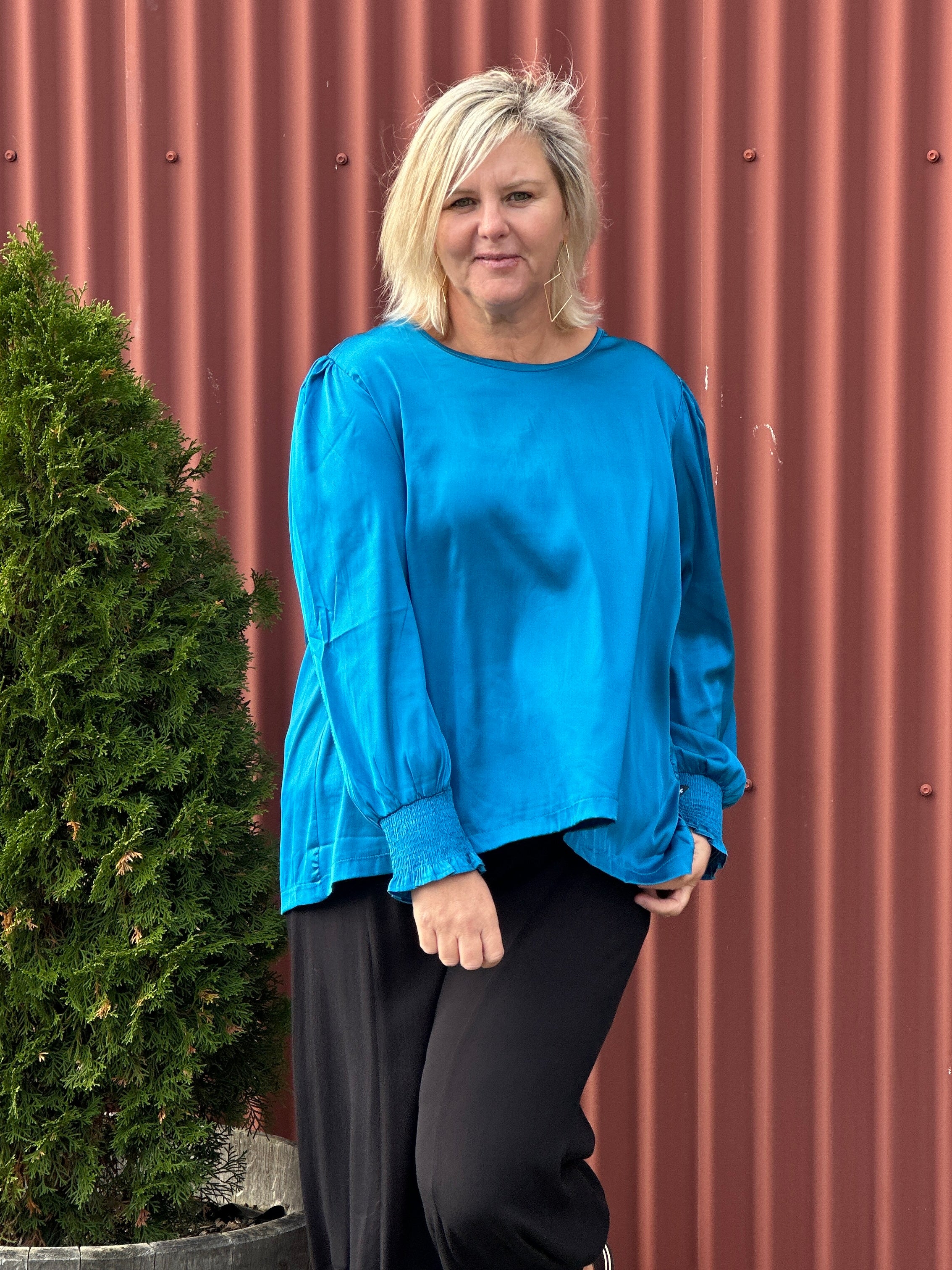 Teal Claire Top