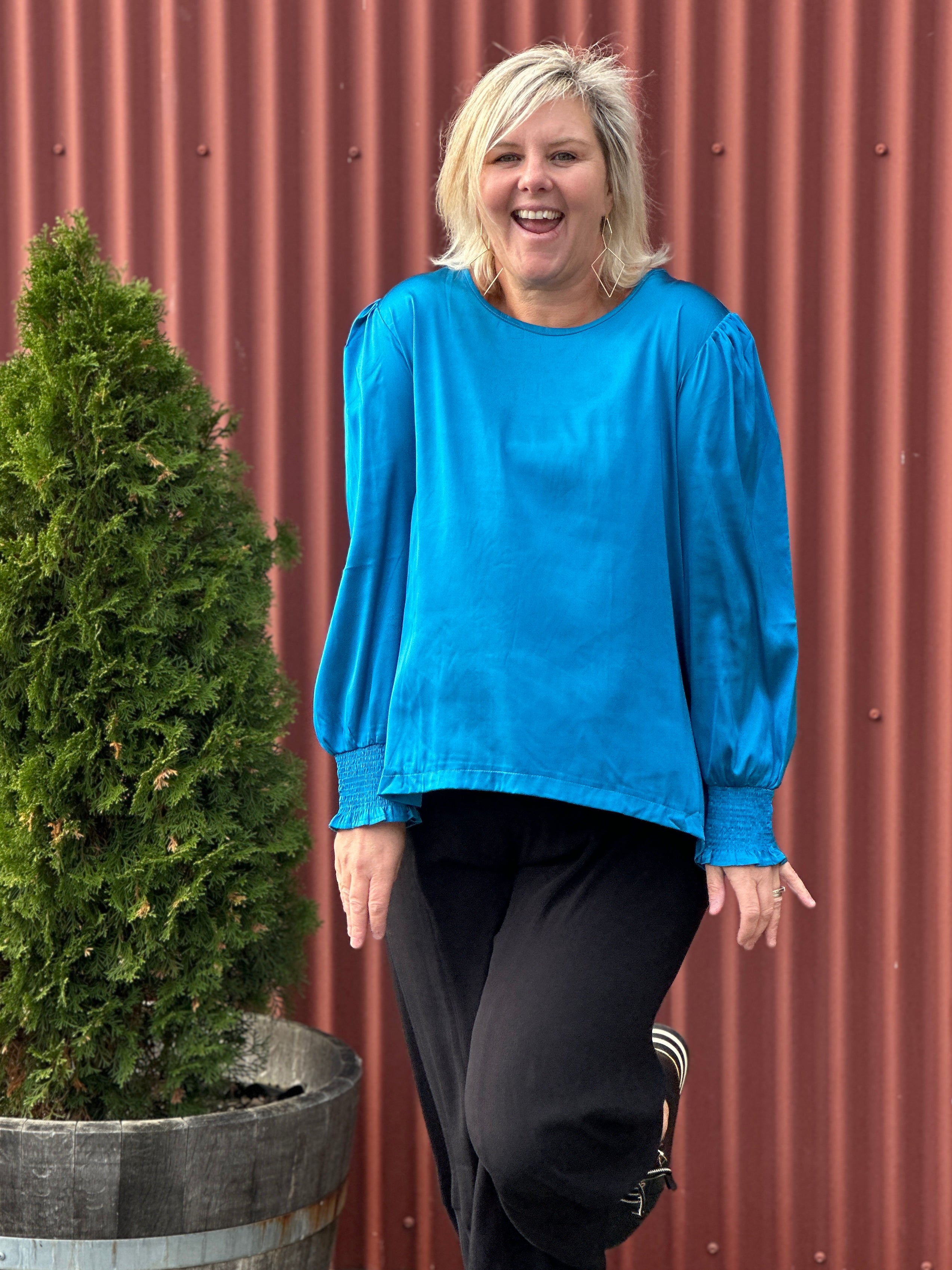 Teal Claire Top