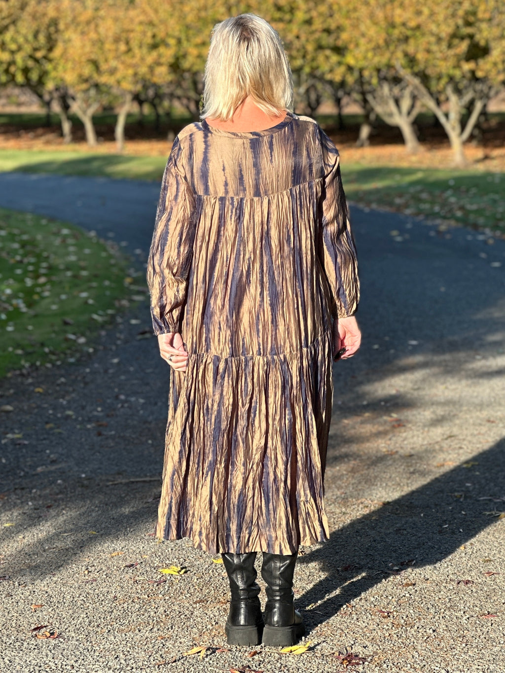 Back Ruffle Dress -Inked