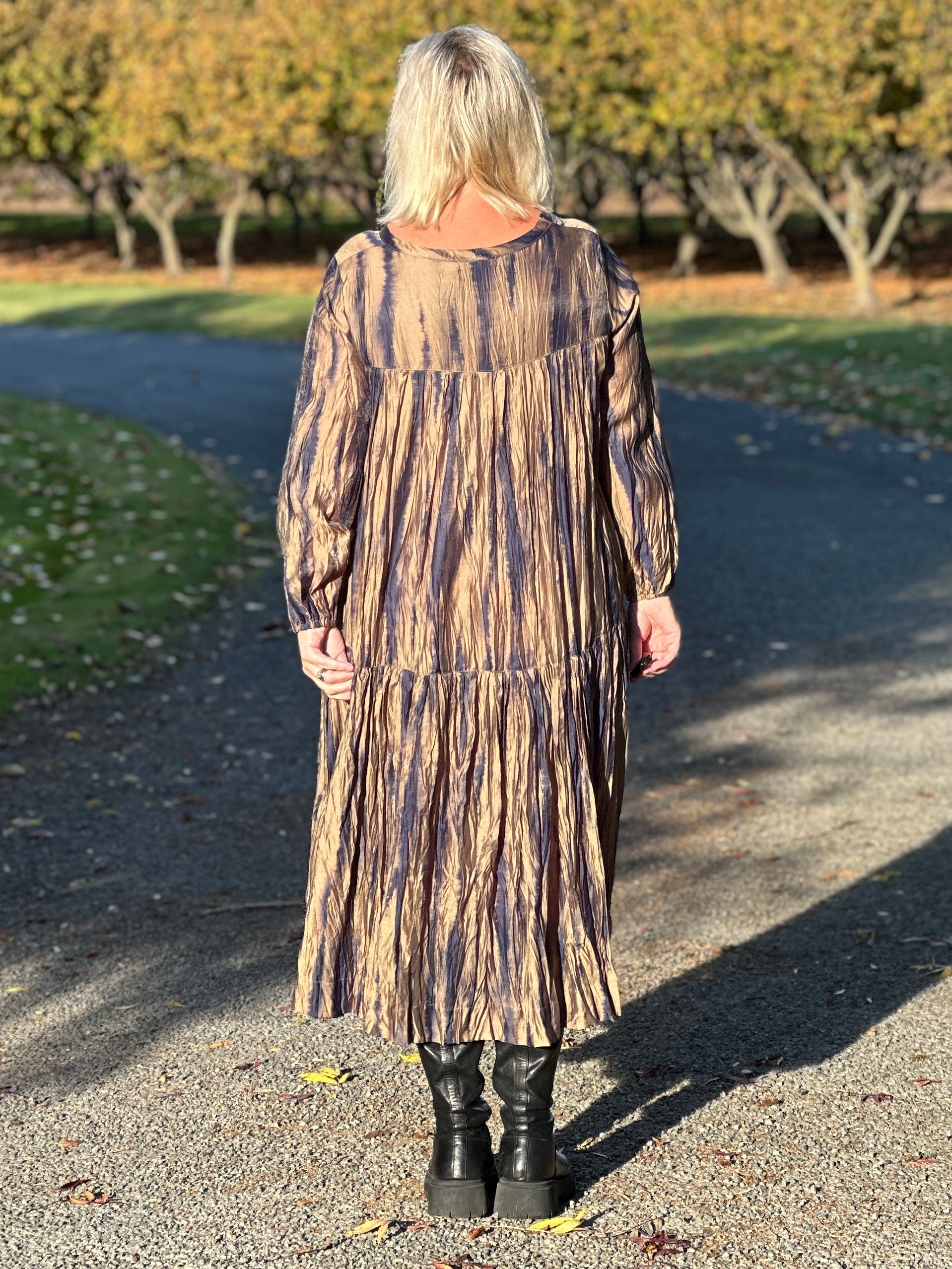 Back Ruffle Dress -Inked