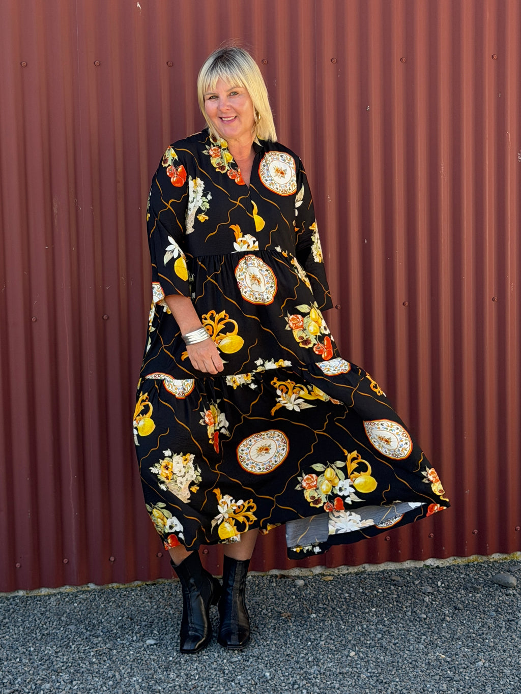 Collar Tiered Dress -Plate Me Up