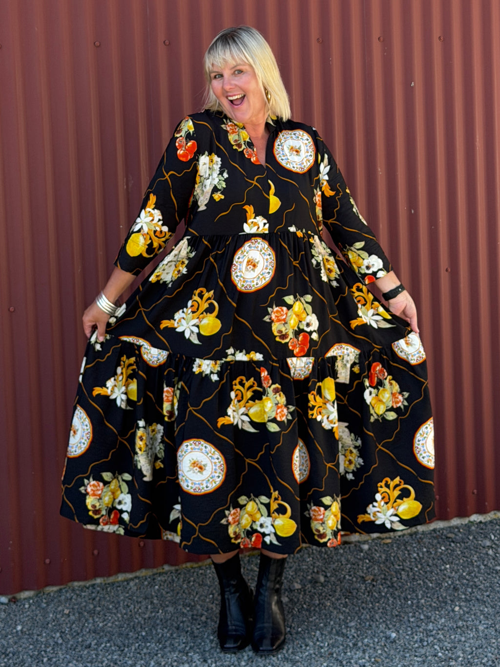 Collar Tiered Dress -Plate Me Up