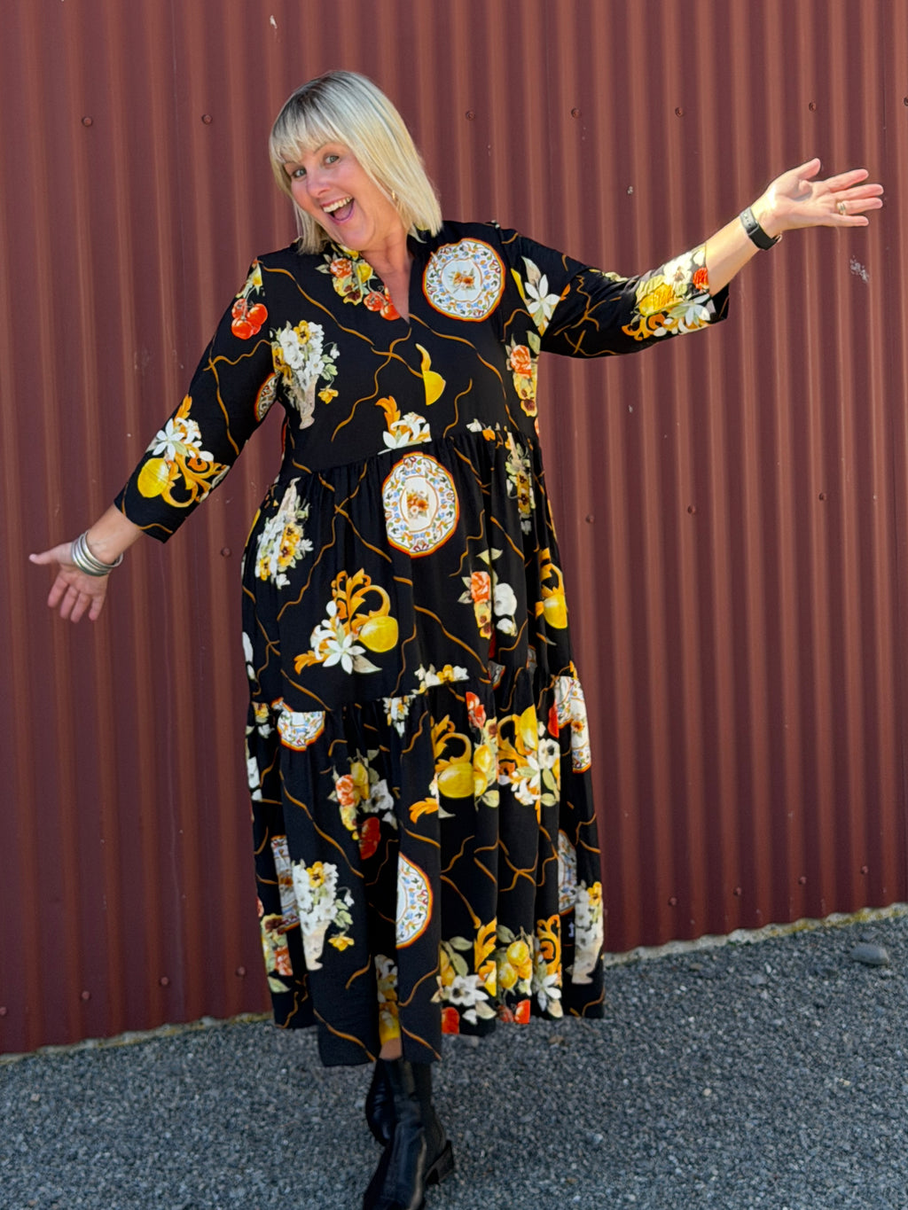 Collar Tiered Dress -Plate Me Up