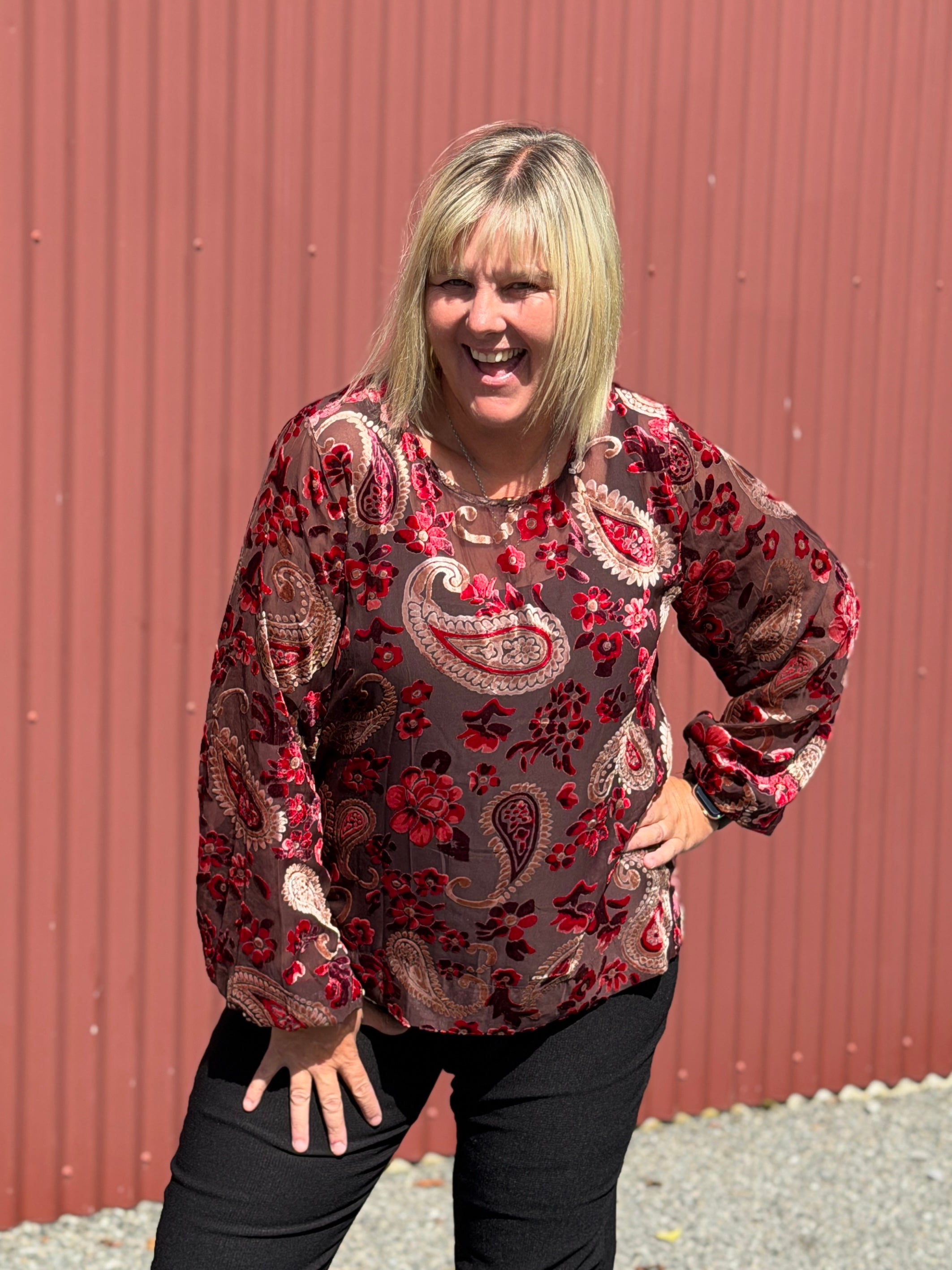 Lattice Top Velvet Bloom