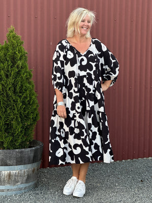 Jacinta Dress -Black and White