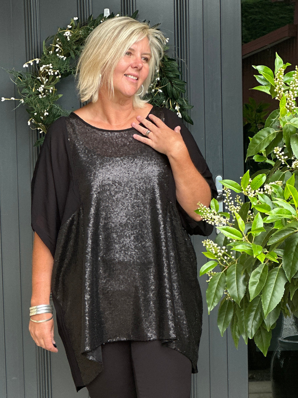 Matt Black Kay Tee Sequin