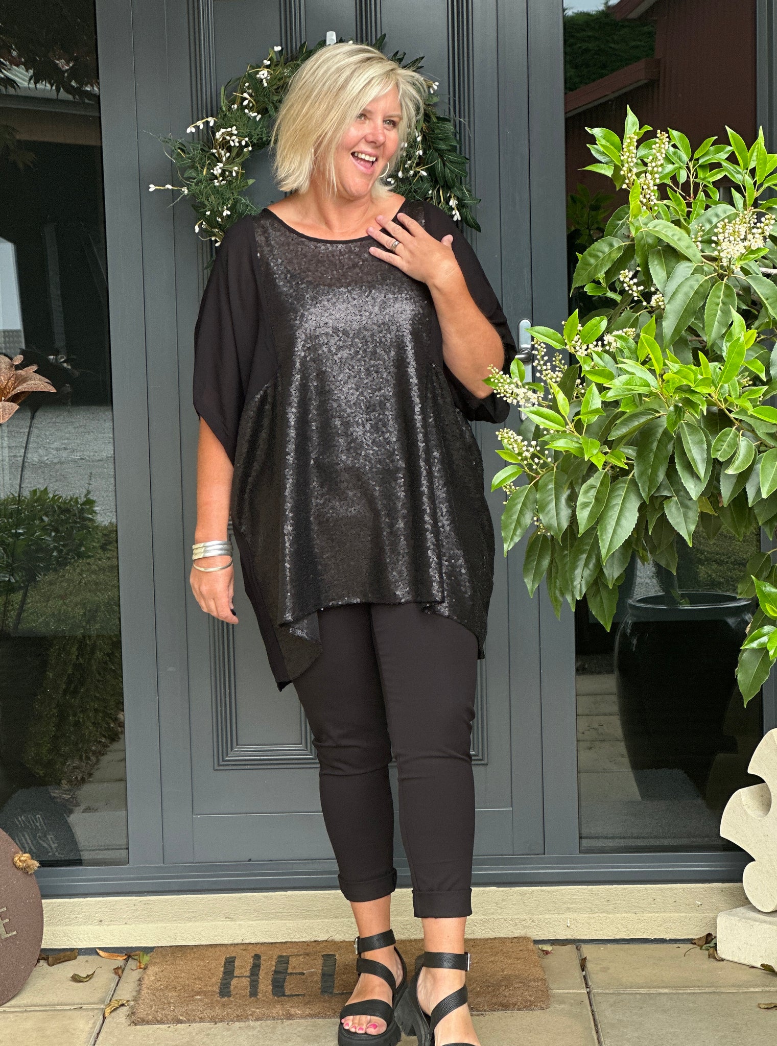 Matt Black Kay Tee Sequin