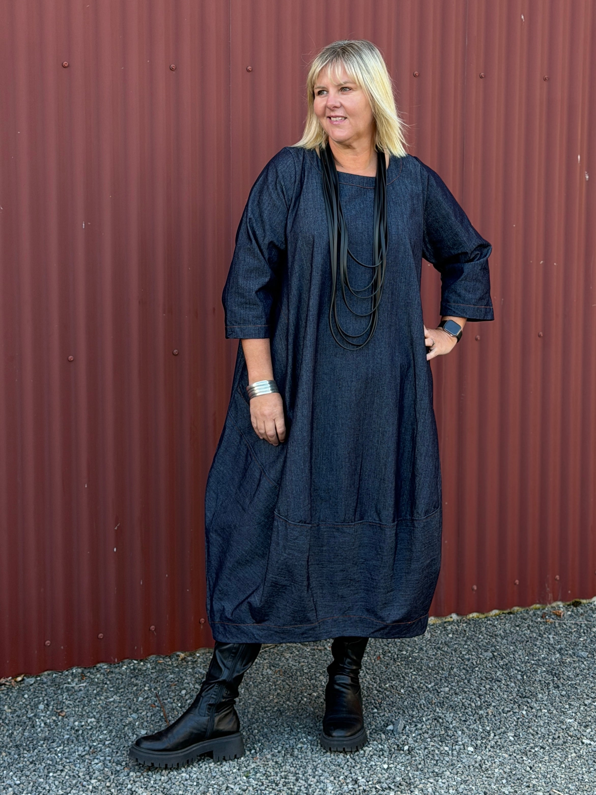 Elsey Dress- Dark Chambray