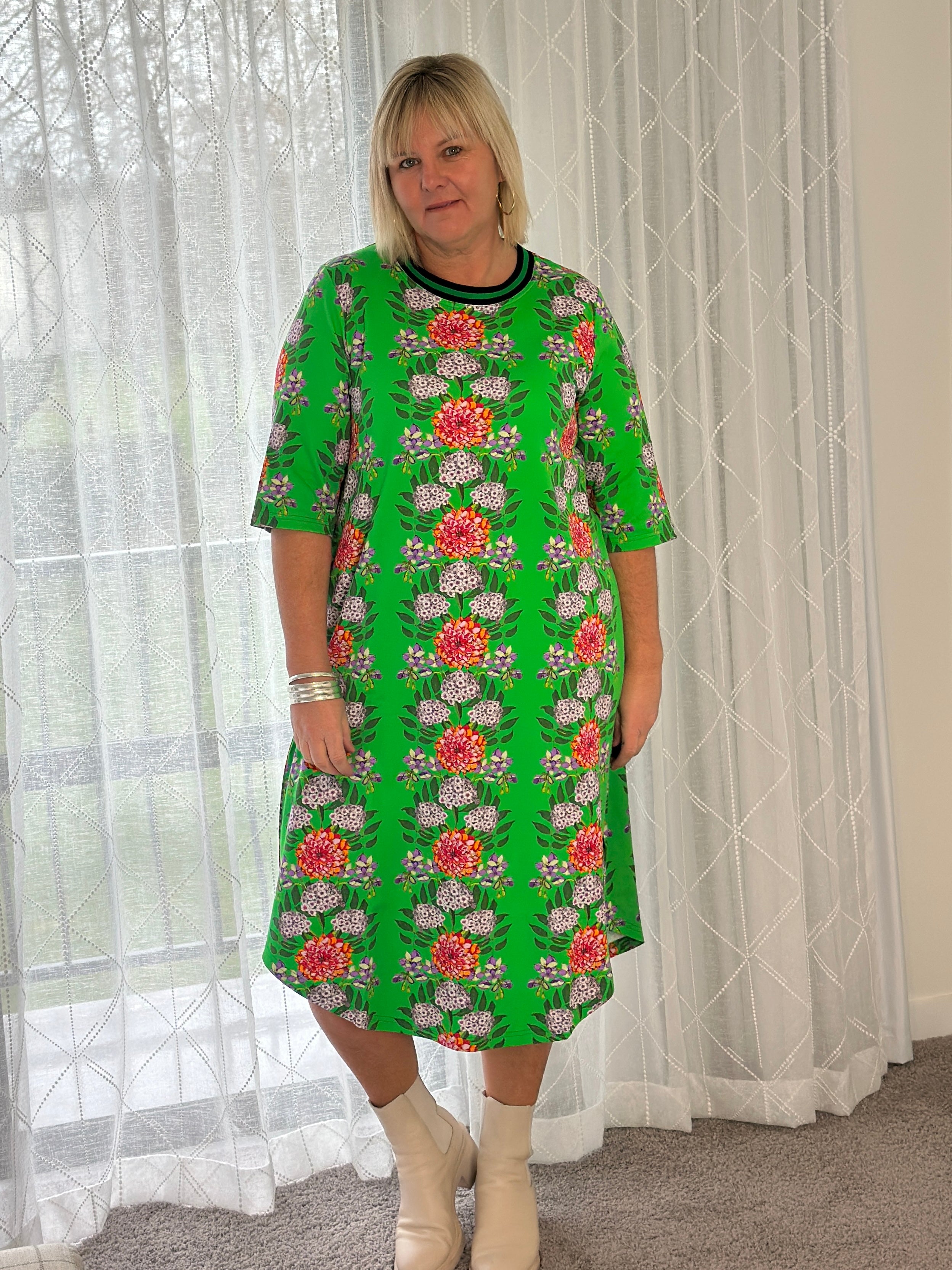 Simone Dress -Tropical Green