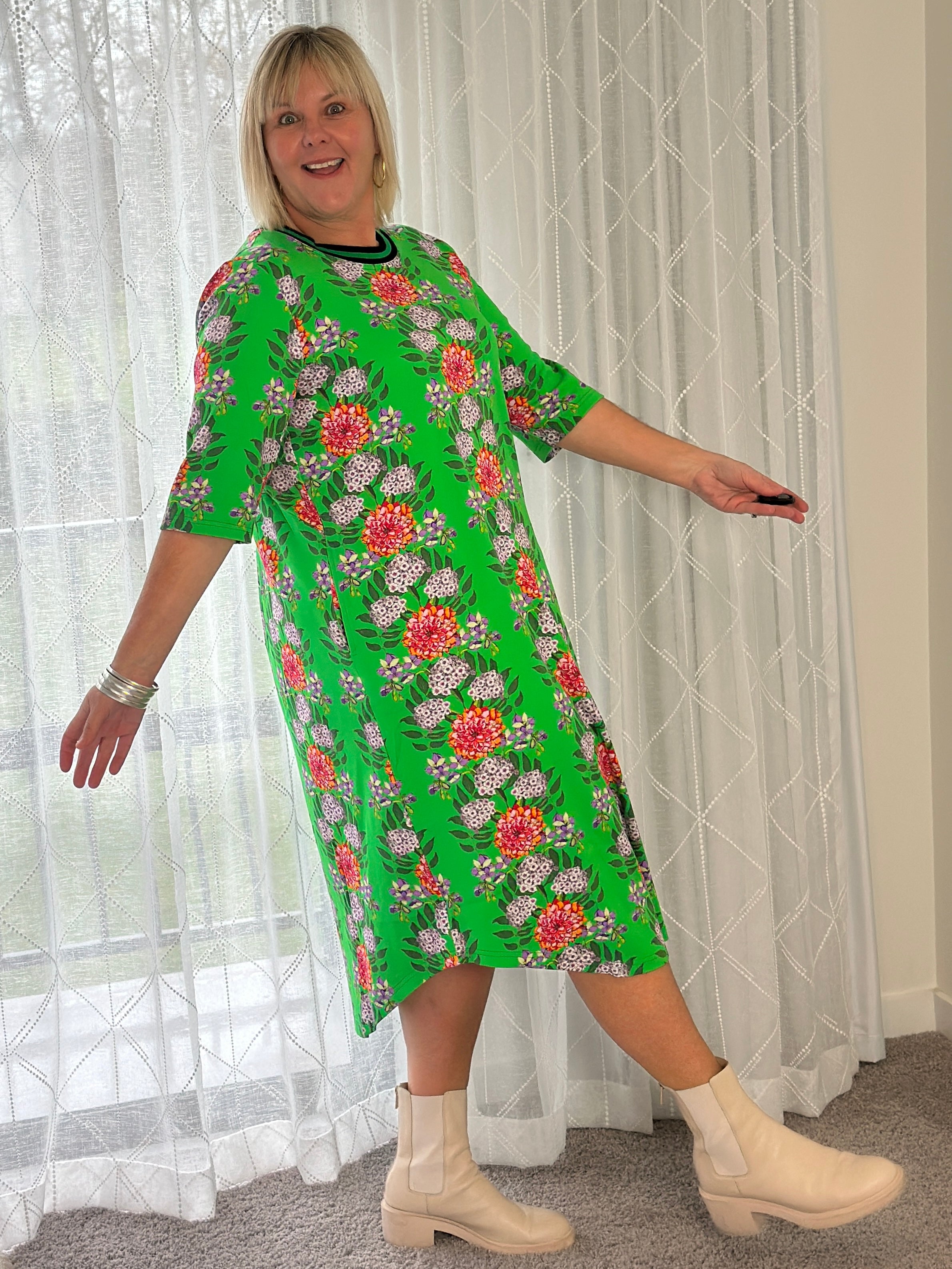 Simone Dress -Tropical Green