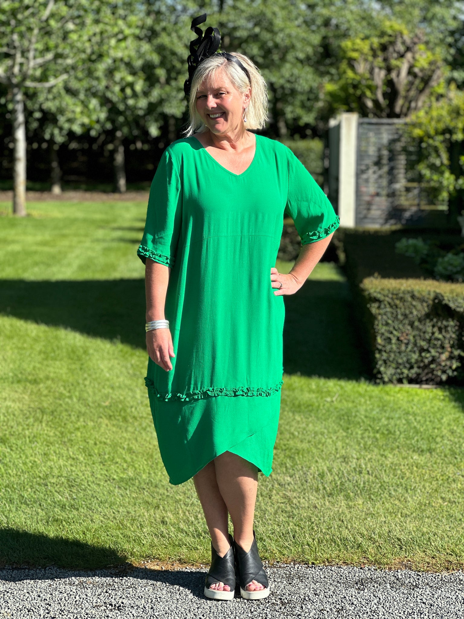 ! A Ruffle Emerald Dress