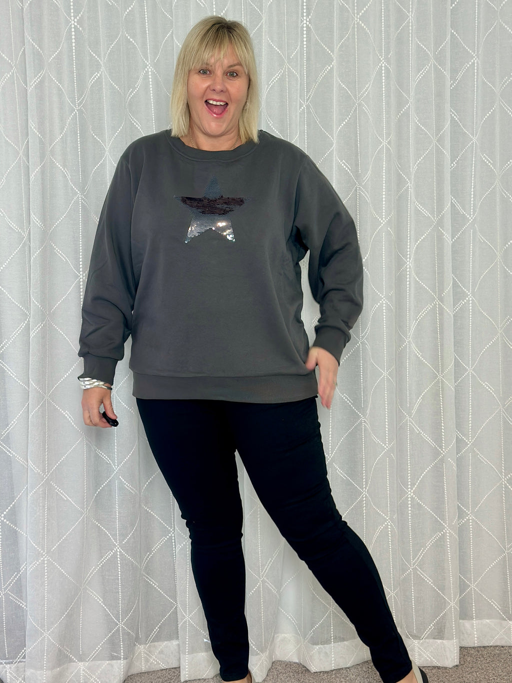 Star Sequin Fleece Sweatshirt