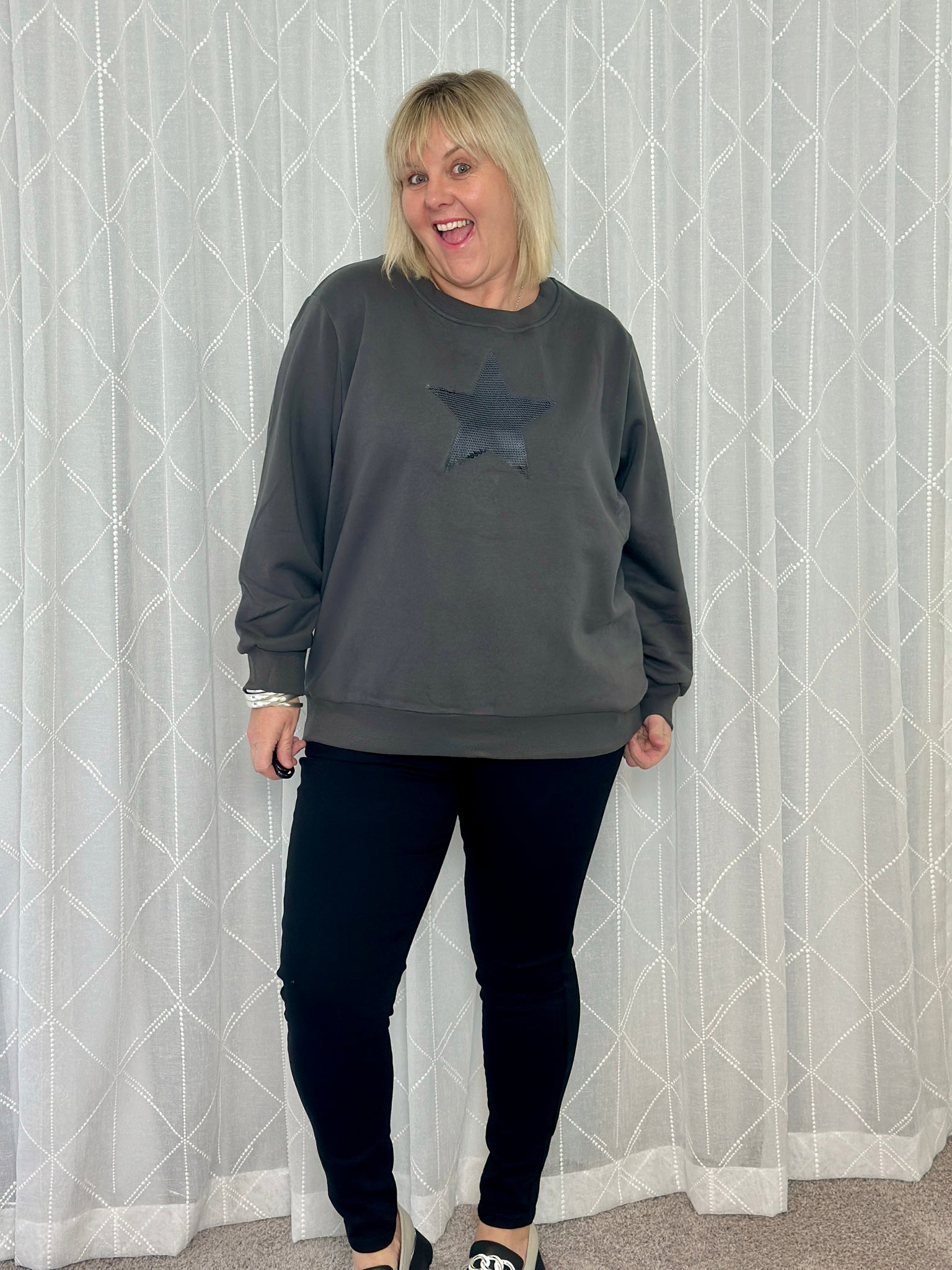 Star Sequin Fleece Sweatshirt