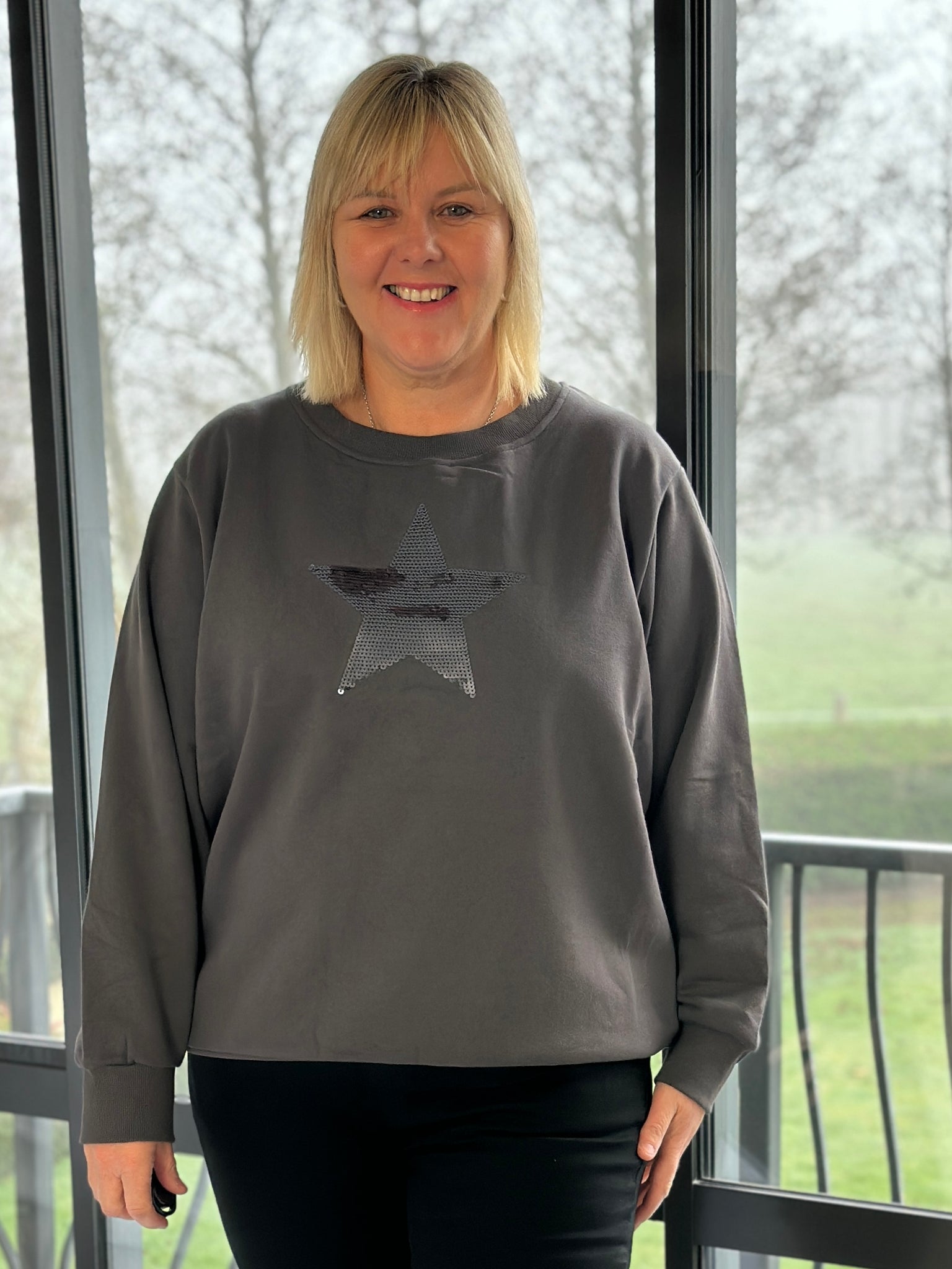 Star Sequin Fleece Sweatshirt