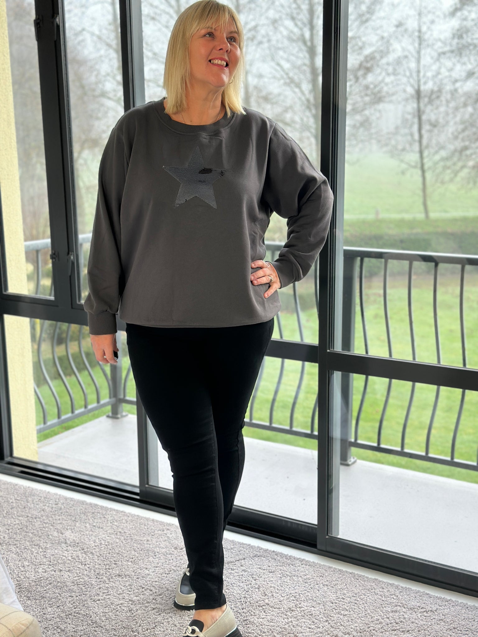 Star Sequin Fleece Sweatshirt