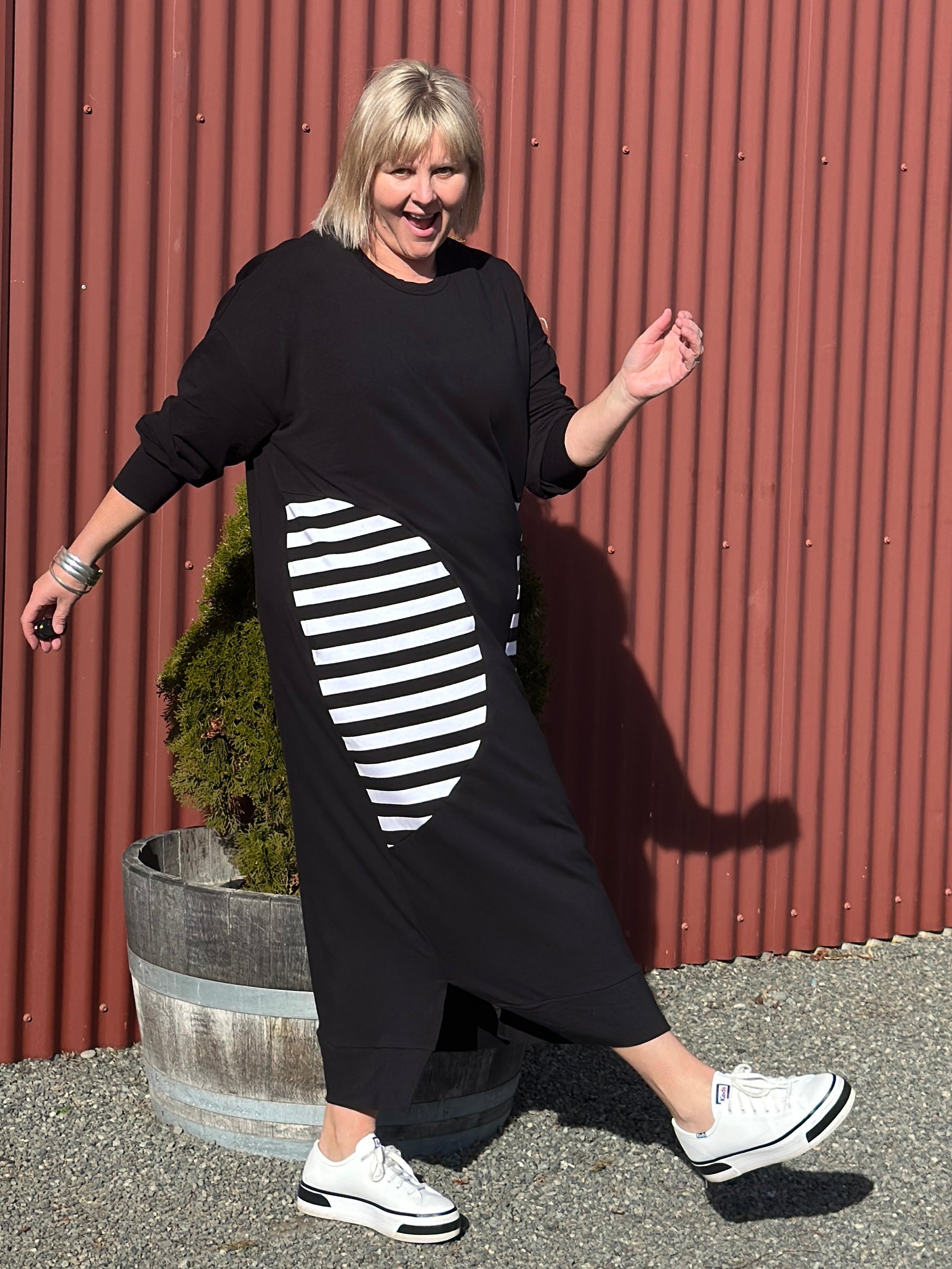 Crescent Dress- Stripe Pocket