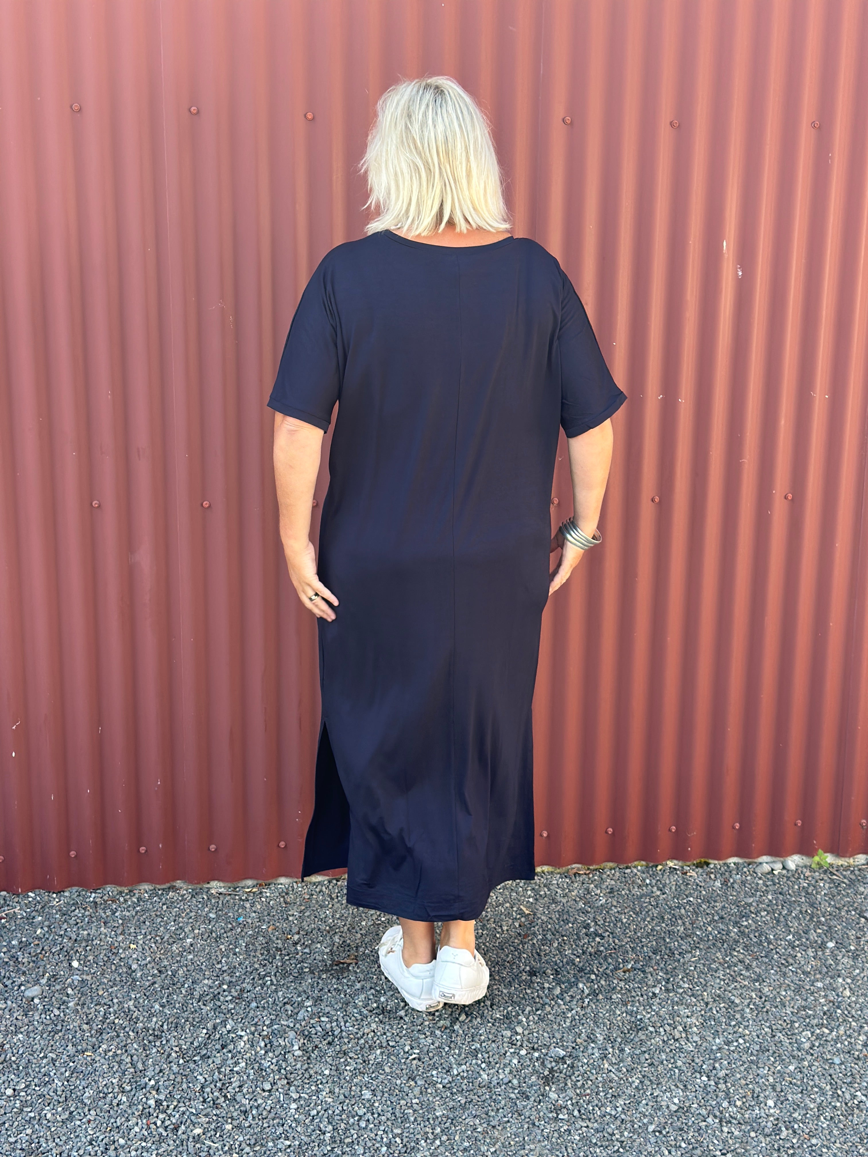 Navy Tee Dress - White Bouquet