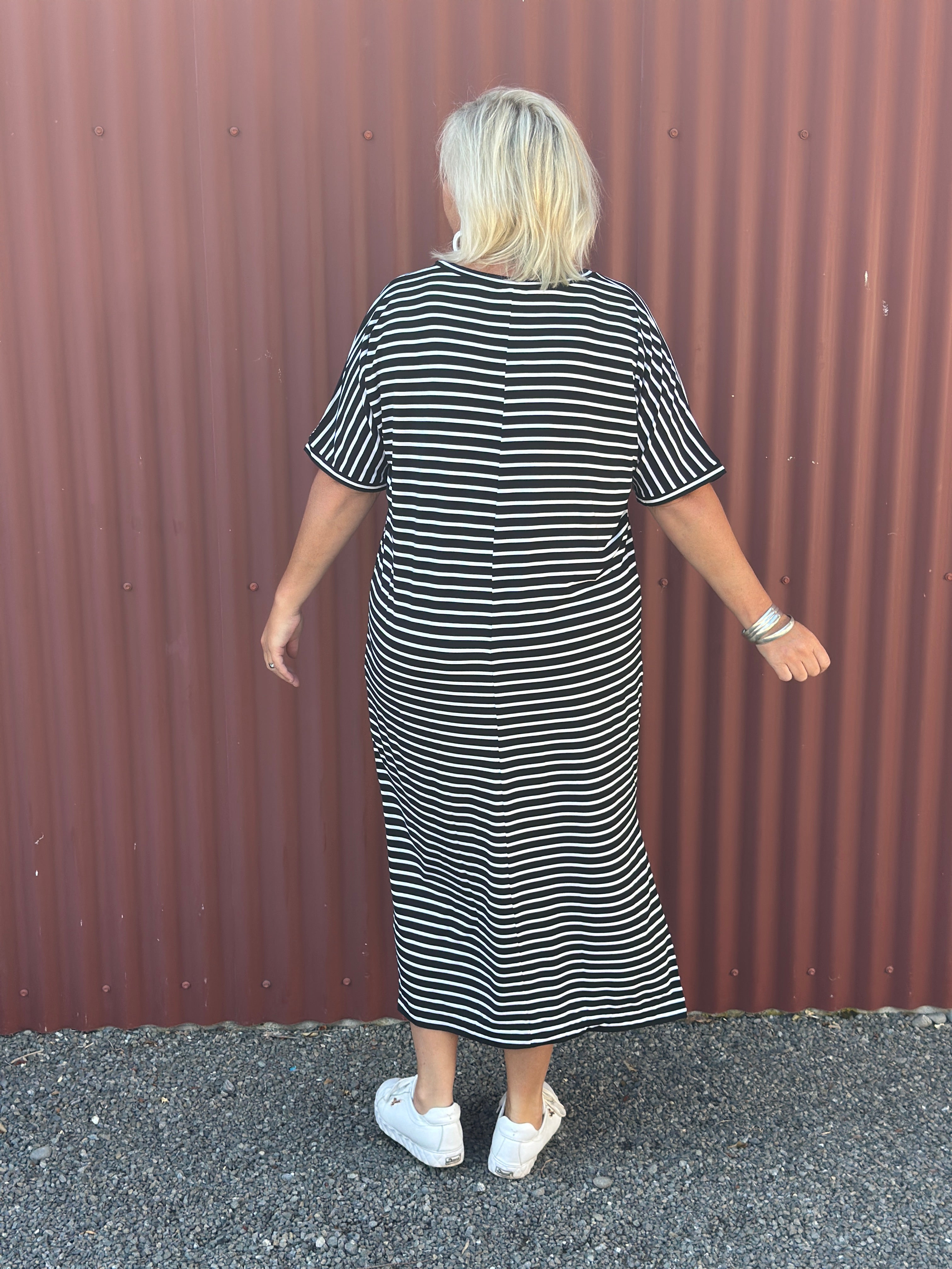 Stripe Tee Dress - Black Circle