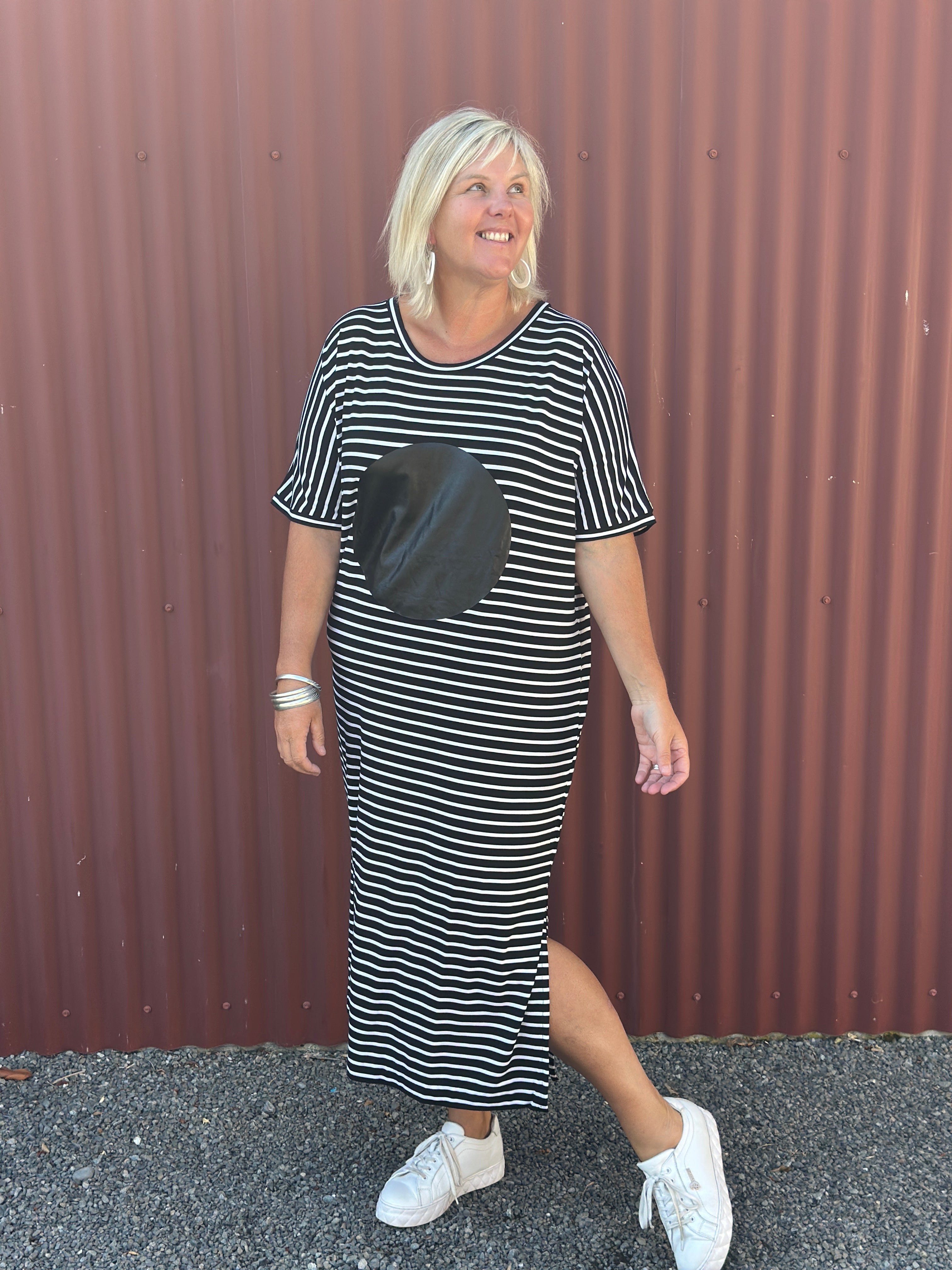 Stripe Tee Dress - Black Circle