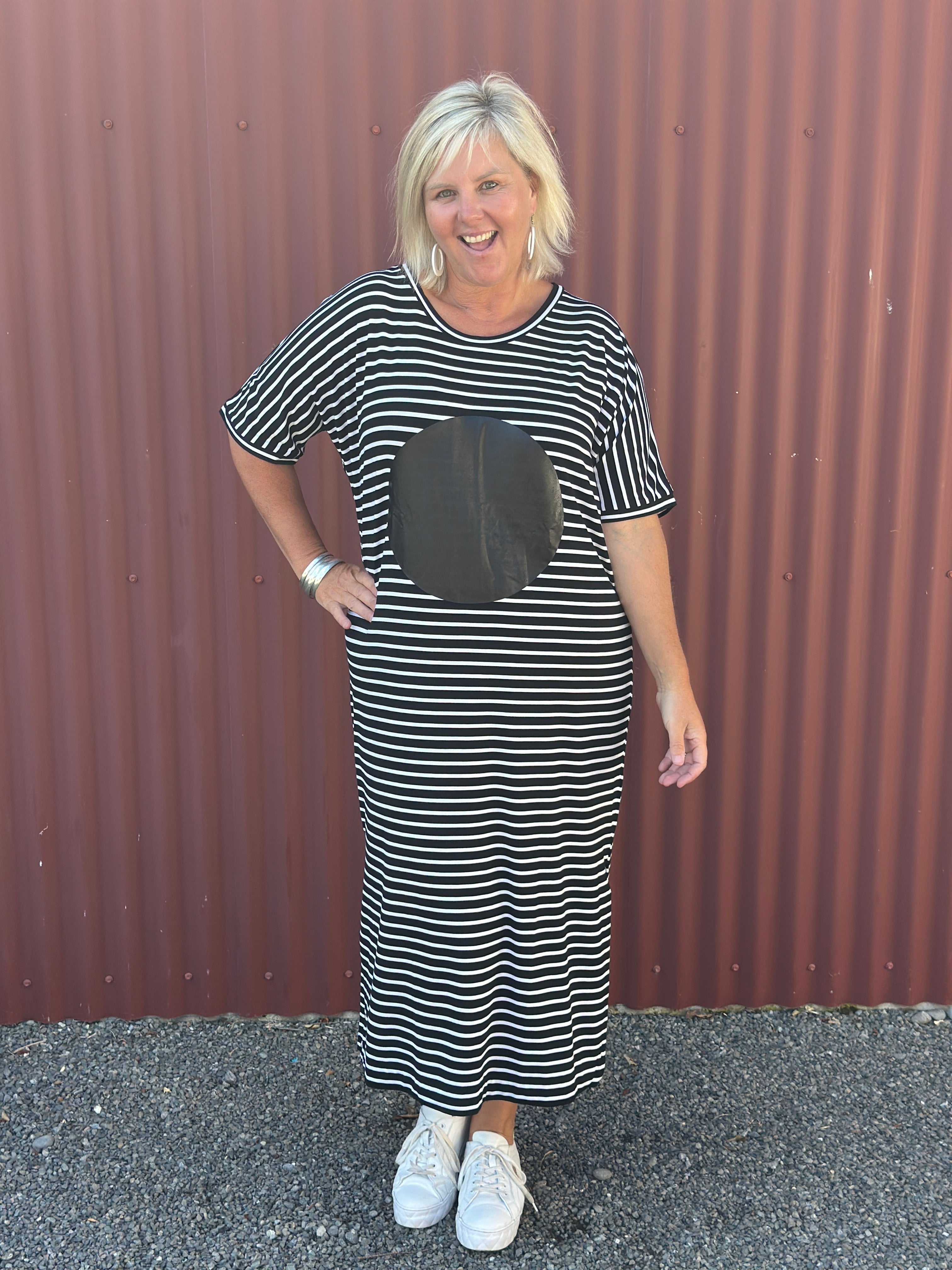 Stripe Tee Dress - Black Circle