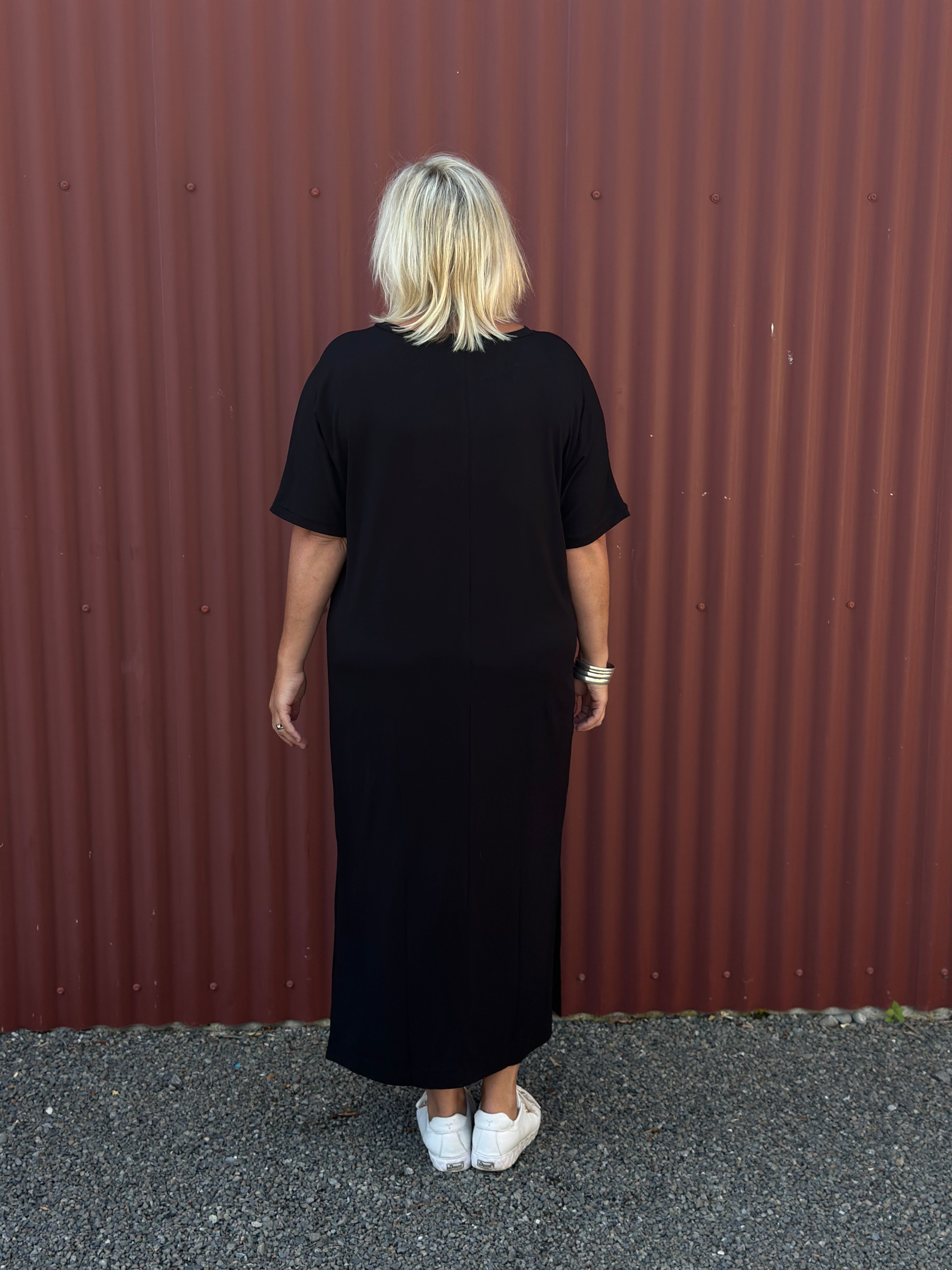 Black Tee Dress - Black Bouquet