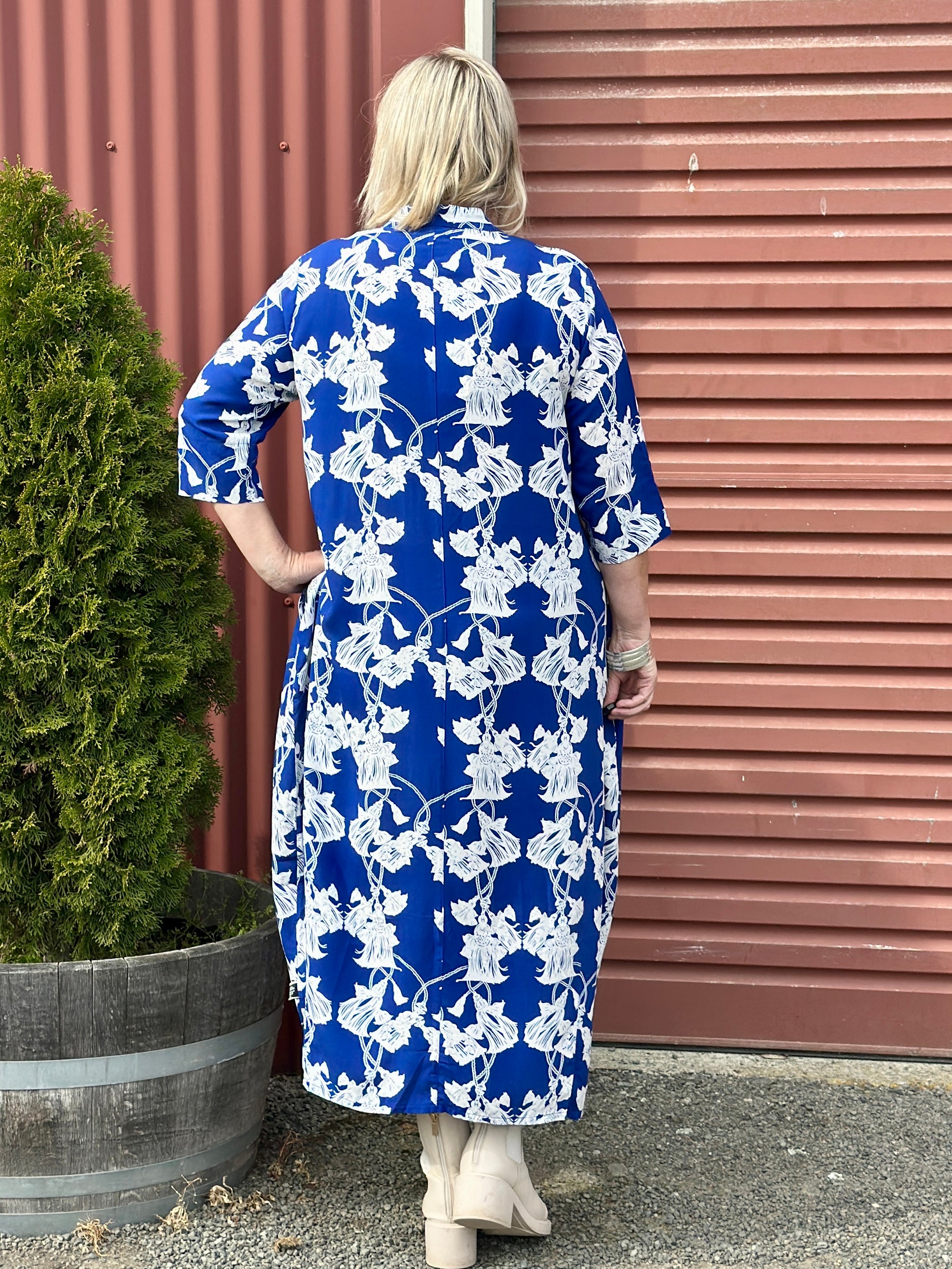 French Me Dress - Cobalt Tassels