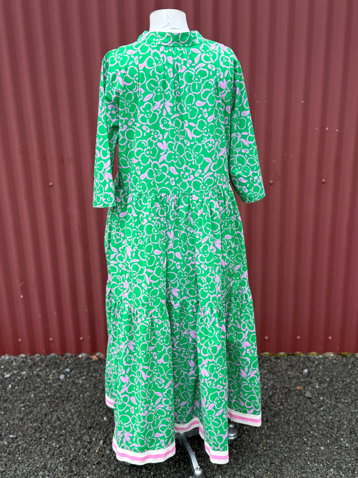 Jellicoe- Green and Pink Tiered Dress- Size 2XL