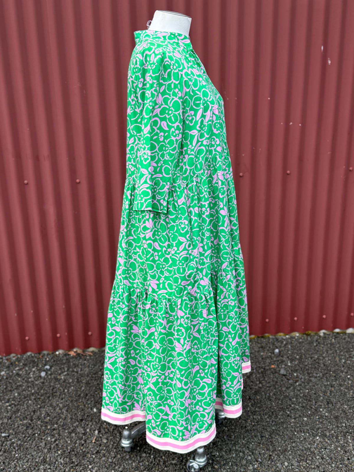 Jellicoe- Green and Pink Tiered Dress- Size 2XL