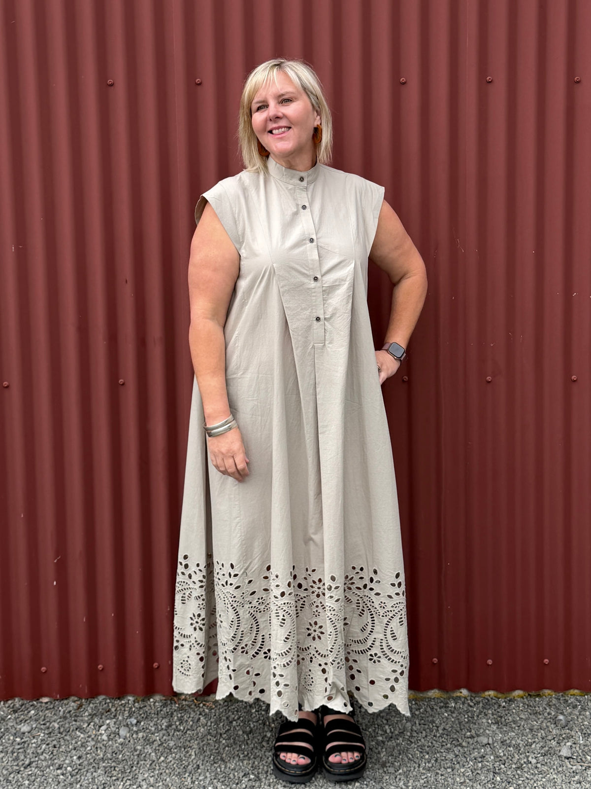 Relaxed with soft architectural shaping throughout. Featuring a clean button placket, subtle pleat detailing through the shoulders and back yoke, and an easy flowing silhouette that moves beautifully when worn. By Deeanne Hobbs 