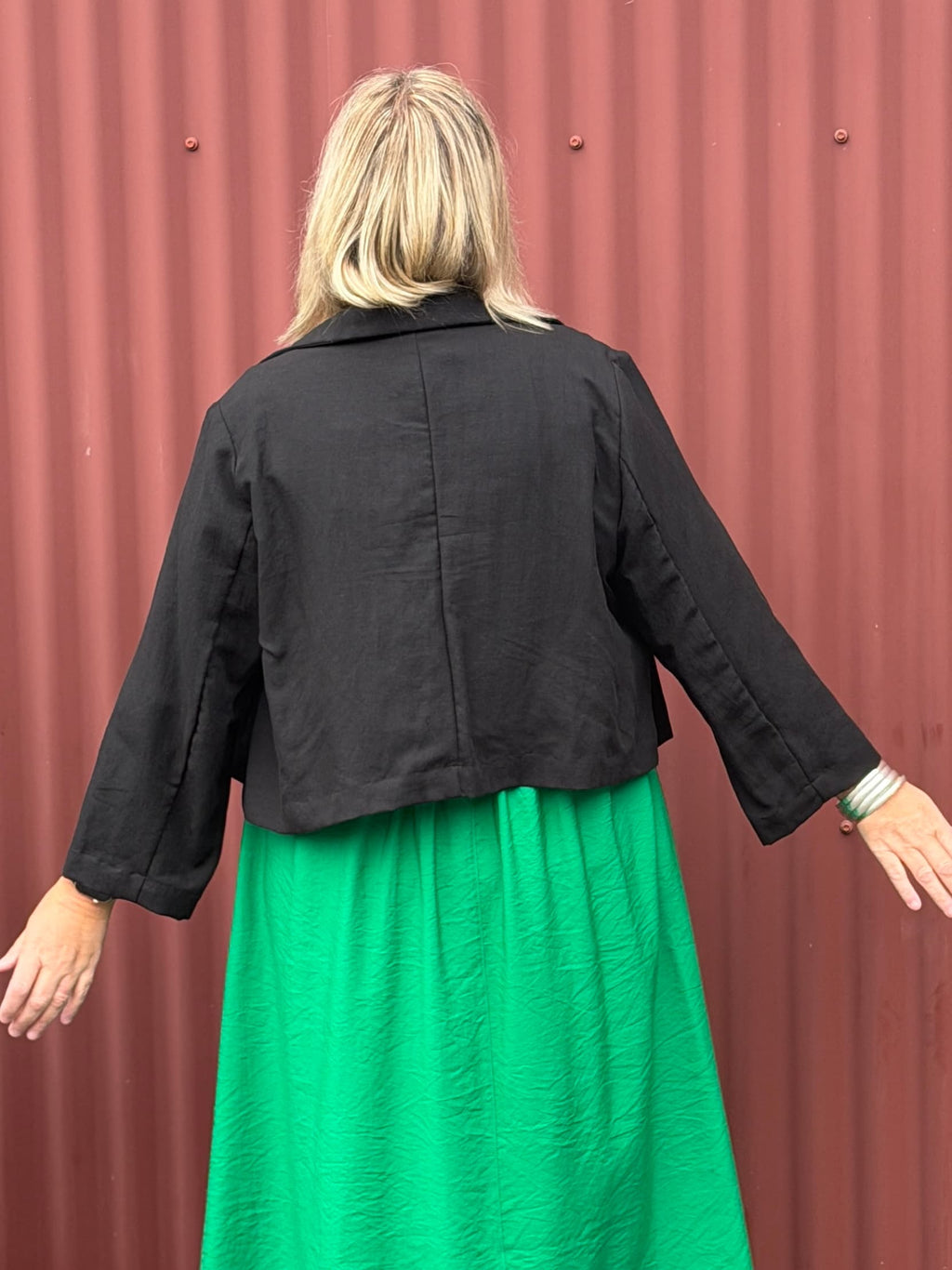 This Jacket is like a mini coat - it is fabulously relaxed structure and soft textured. It will actually go with EVERYTHING. By Lost and Led Astray