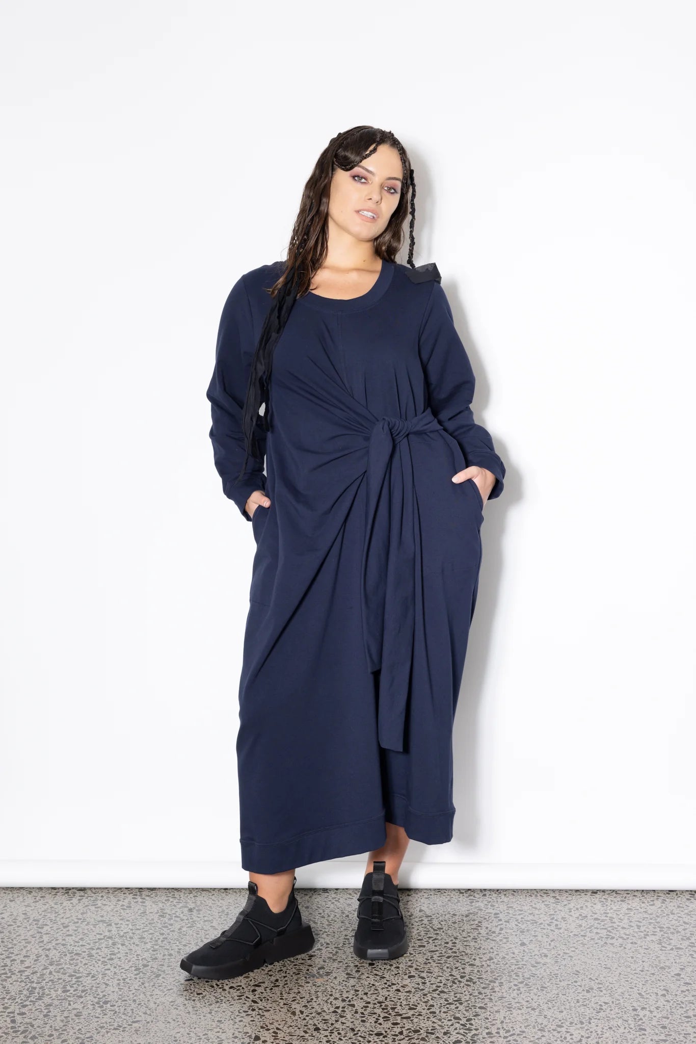 Knotted Jumper Dress -Navy