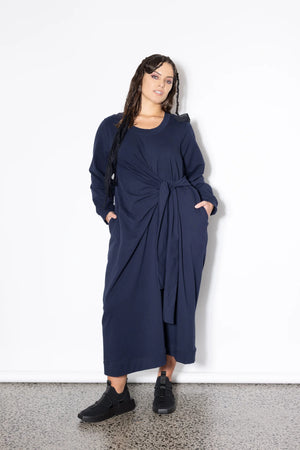 Knotted Jumper Dress -Navy