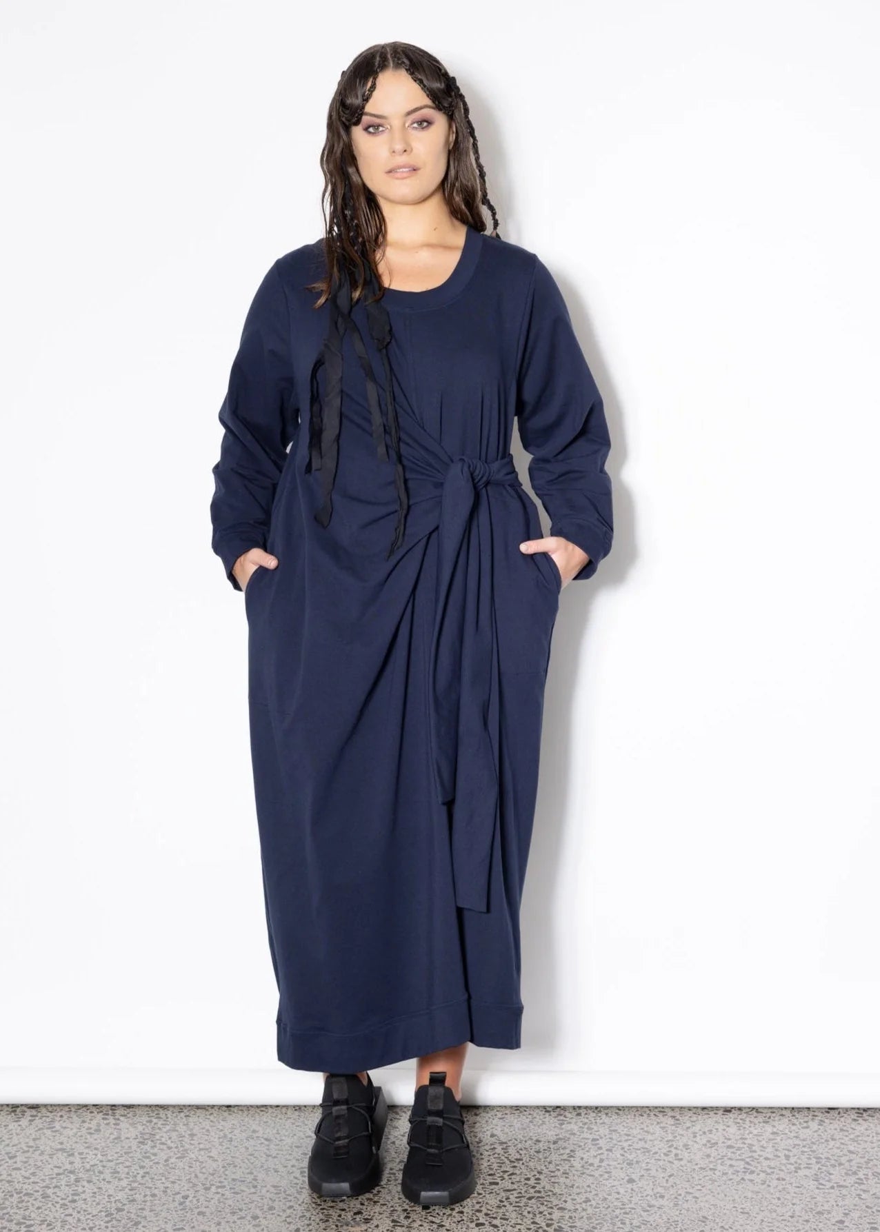 Knotted Jumper Dress -Navy