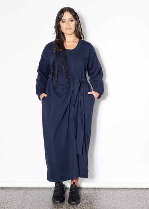 Knotted Jumper Dress -Navy
