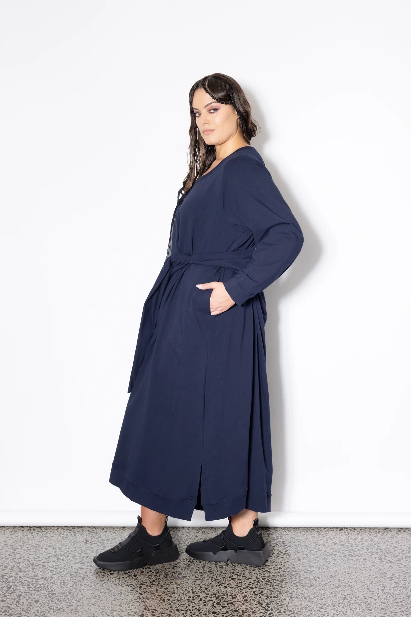 Knotted Jumper Dress -Navy
