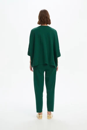 Tirelli Oversized 3/4 Stripe sleeve Tee - Juniper Green