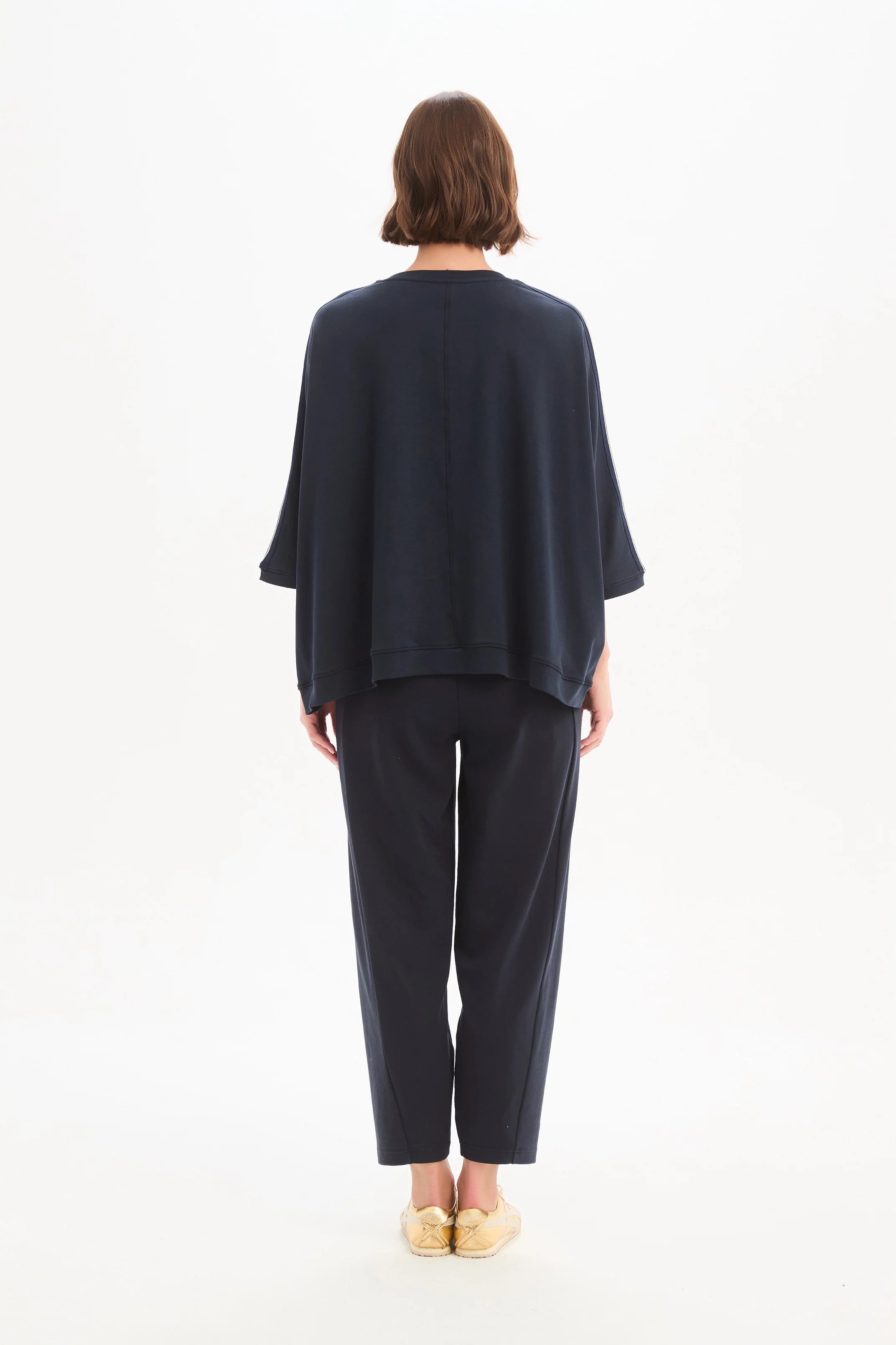 Tirelli Oversized 3/4 Stripe sleeve Tee - Navy