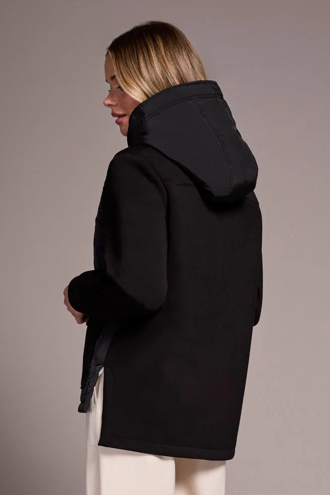 Quilted-Front Combo Puffer Coat