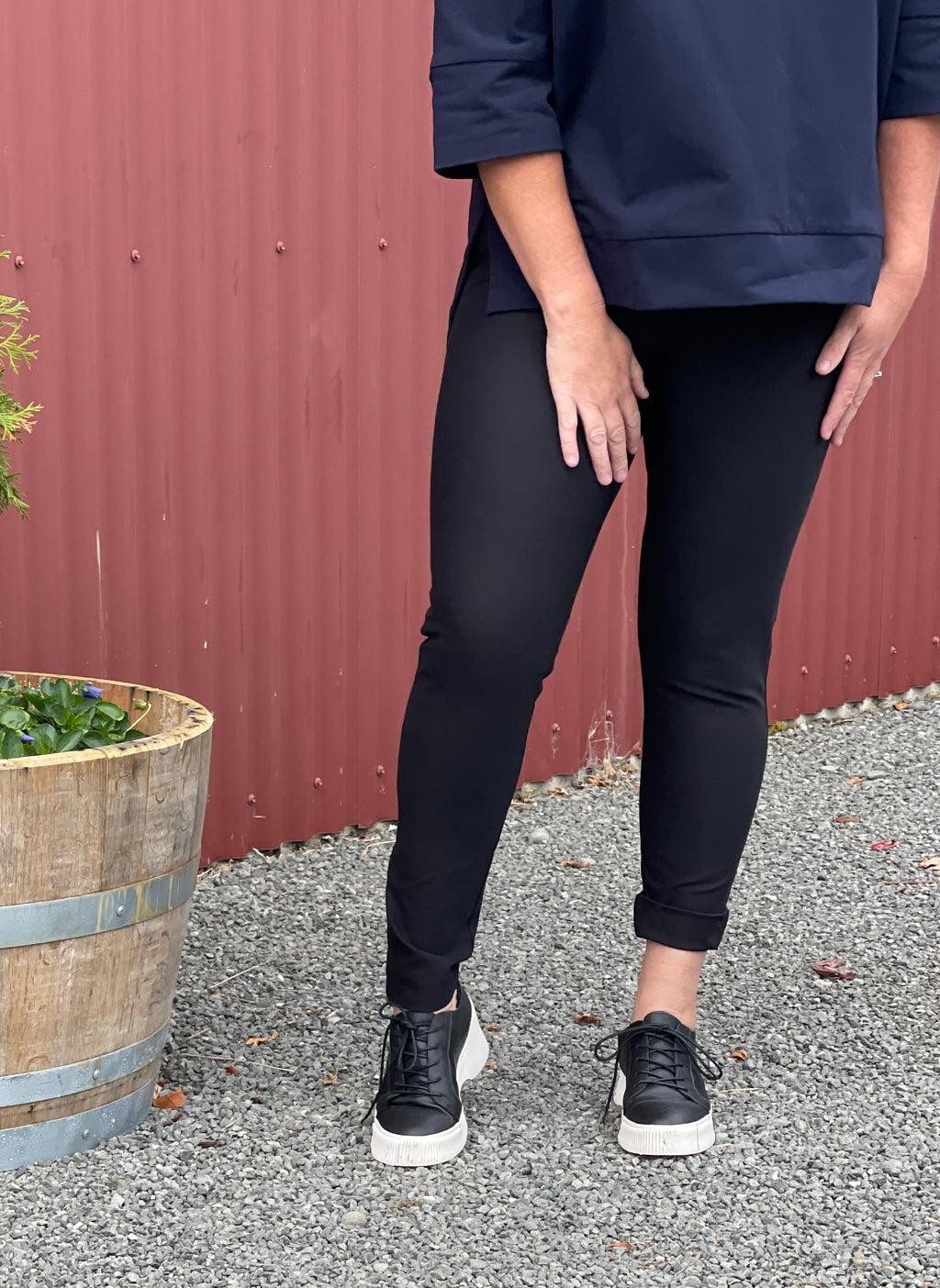 Black Long Line Pants by LALA