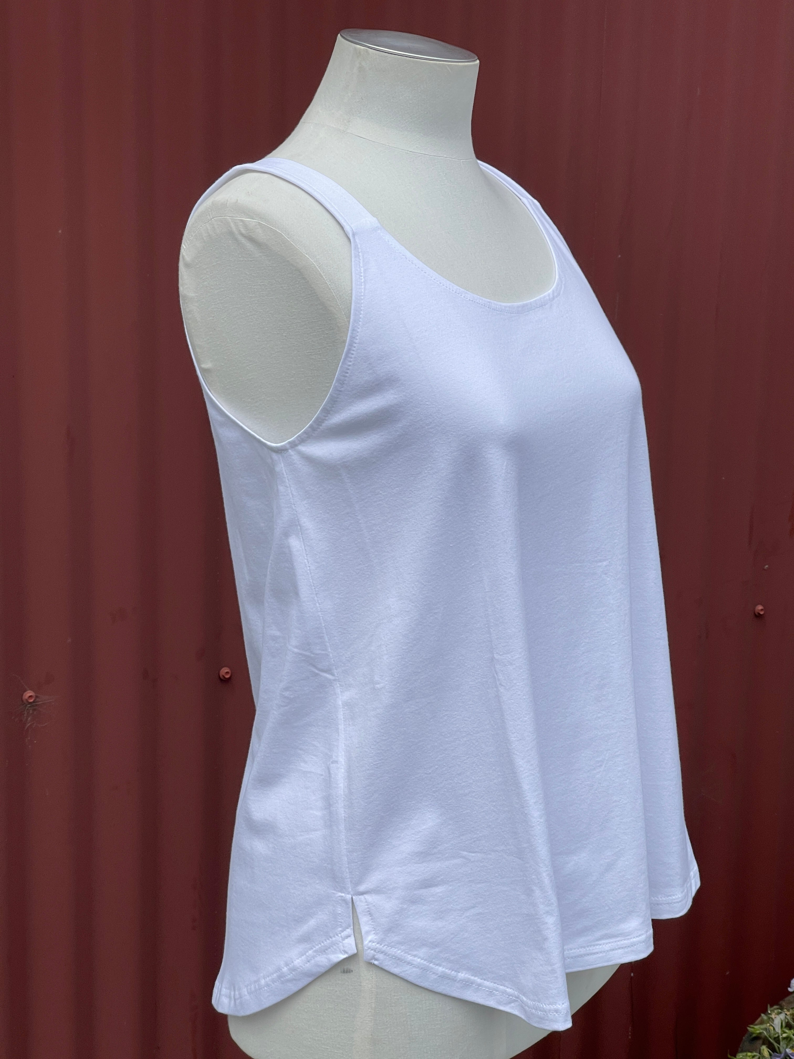 Curved Hem Singlet -White